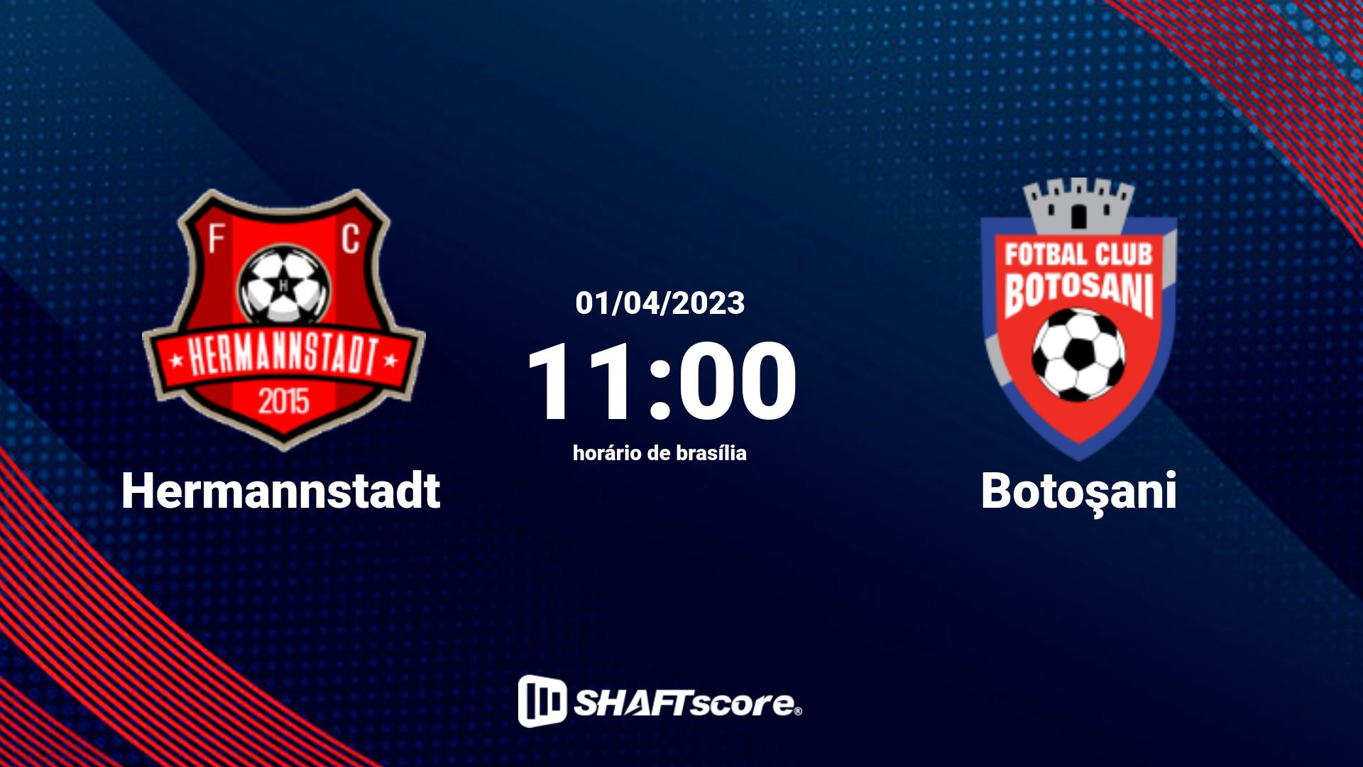 Estatísticas do jogo Hermannstadt vs Botoşani 01.04 11:00