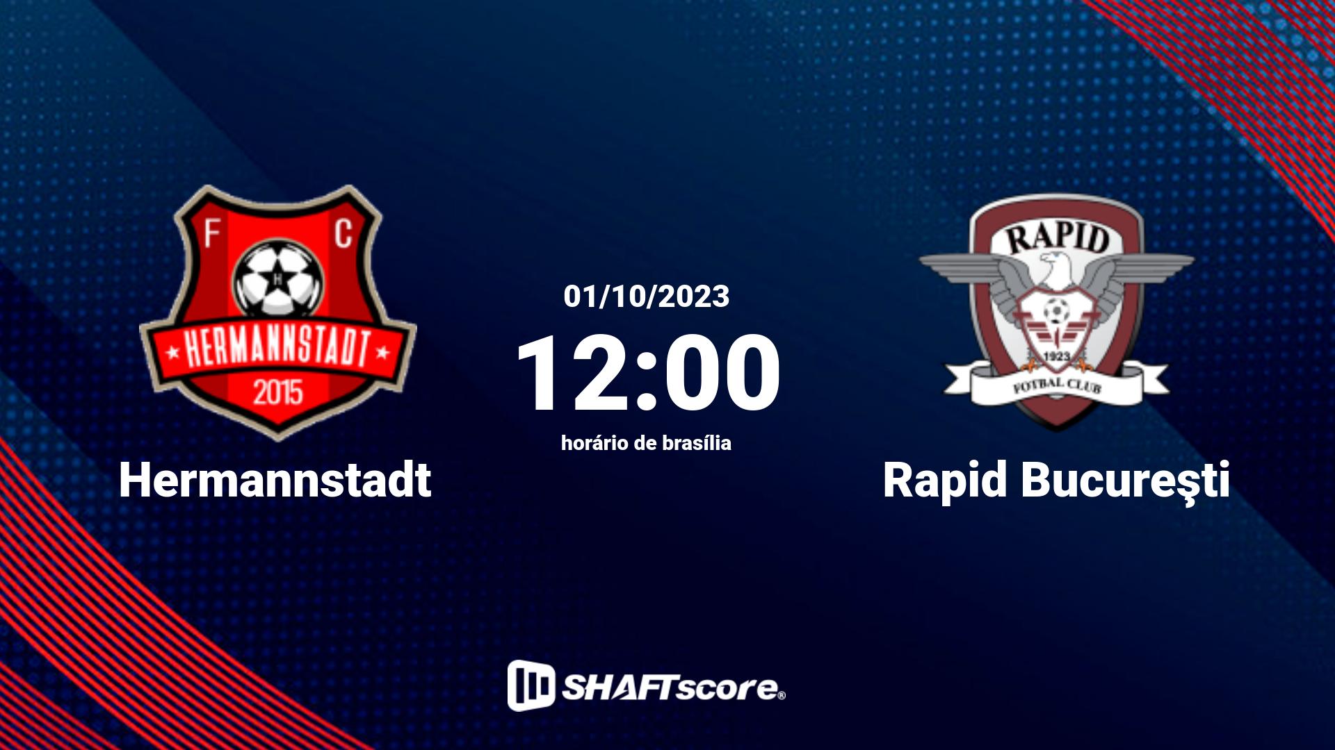 Estatísticas do jogo Hermannstadt vs Rapid Bucureşti 01.10 12:00