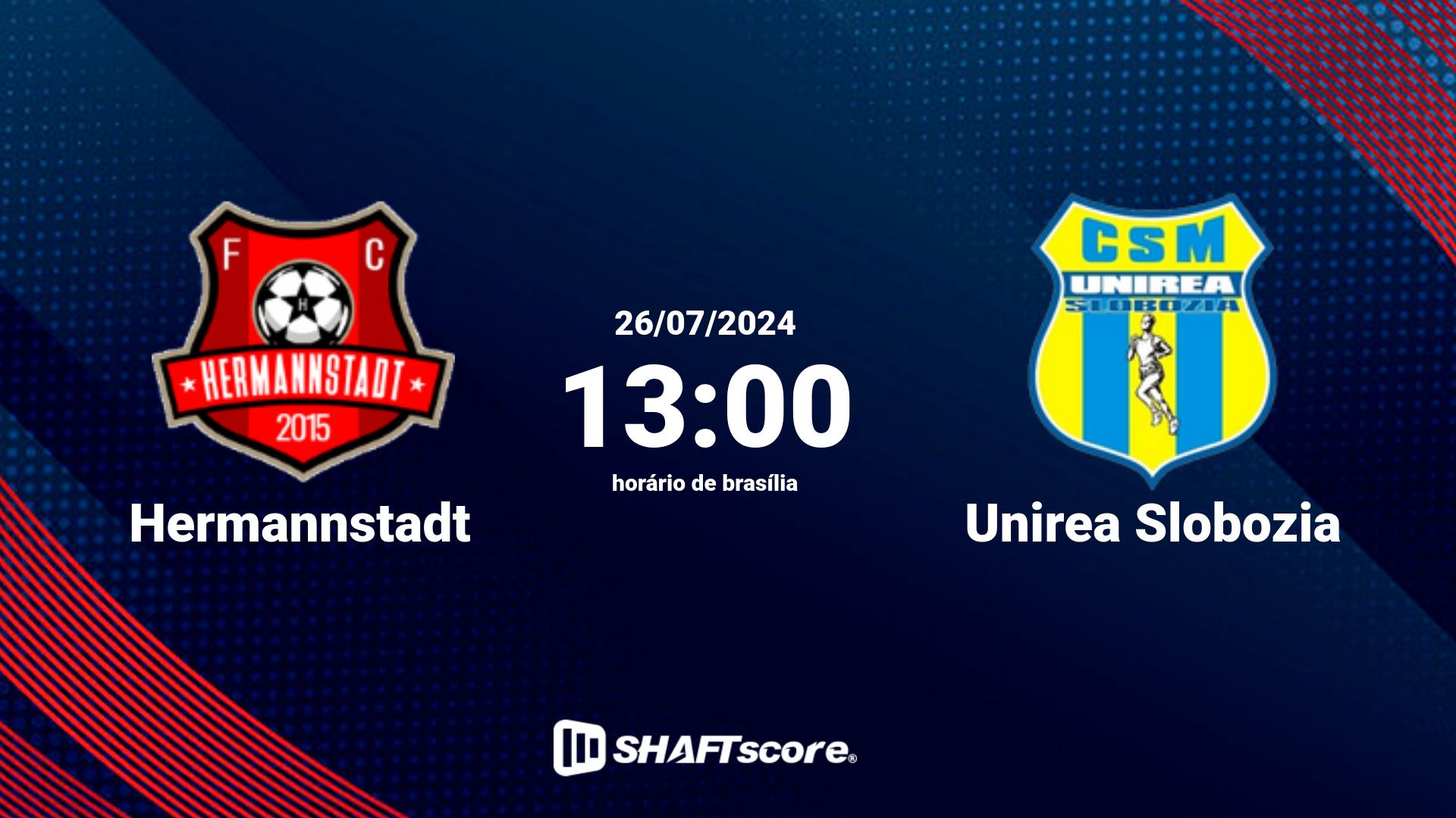 Estatísticas do jogo Hermannstadt vs Unirea Slobozia 26.07 13:00