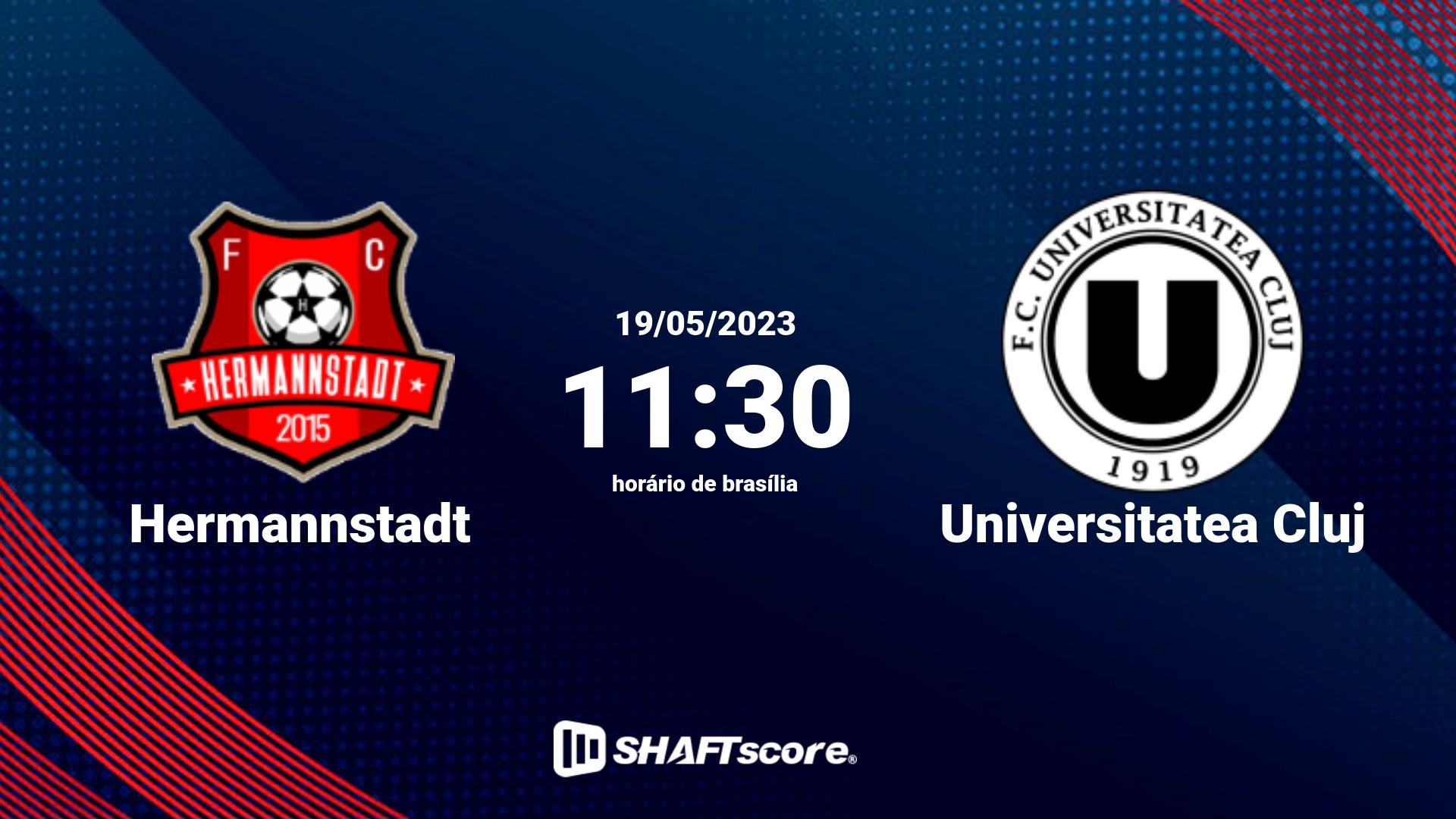 Estatísticas do jogo Hermannstadt vs Universitatea Cluj 19.05 11:30