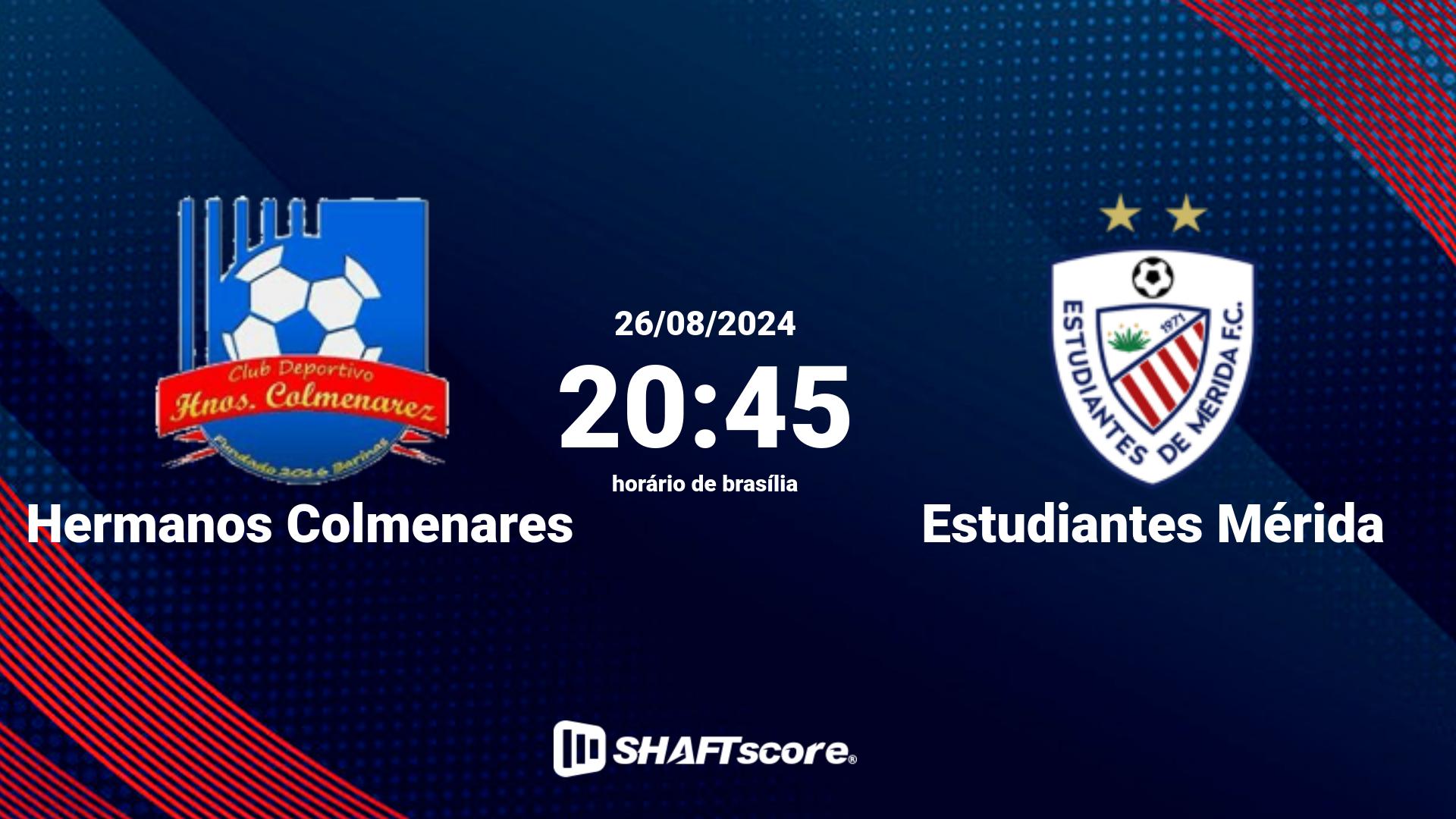 Estatísticas do jogo Hermanos Colmenares vs Estudiantes Mérida 26.08 20:45