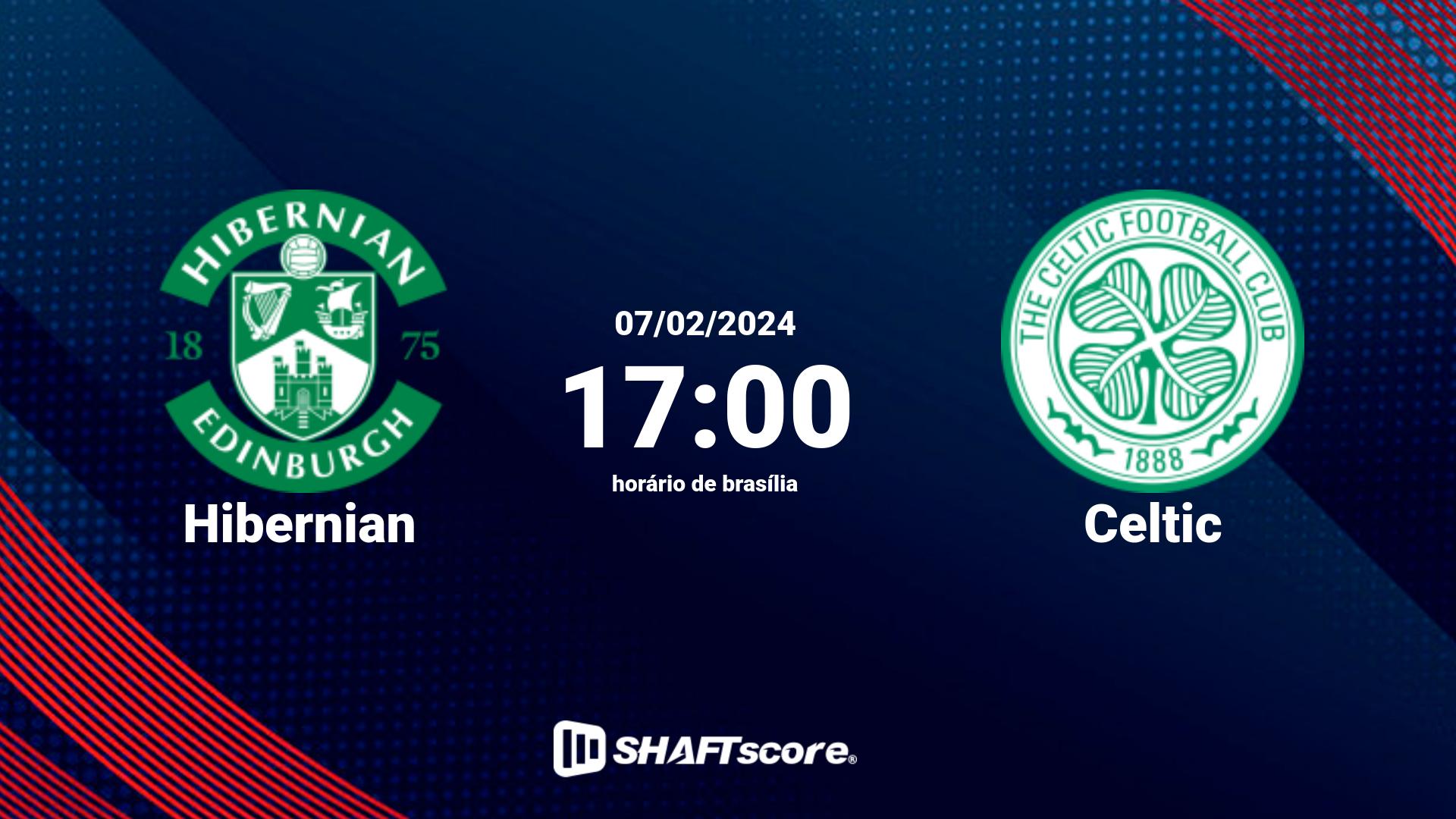 Estatísticas do jogo Hibernian vs Celtic 07.02 17:00