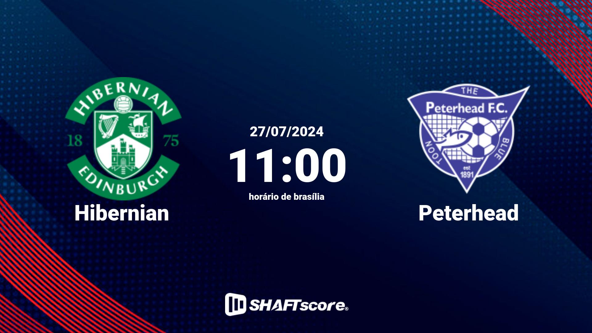 Estatísticas do jogo Hibernian vs Peterhead 27.07 11:00