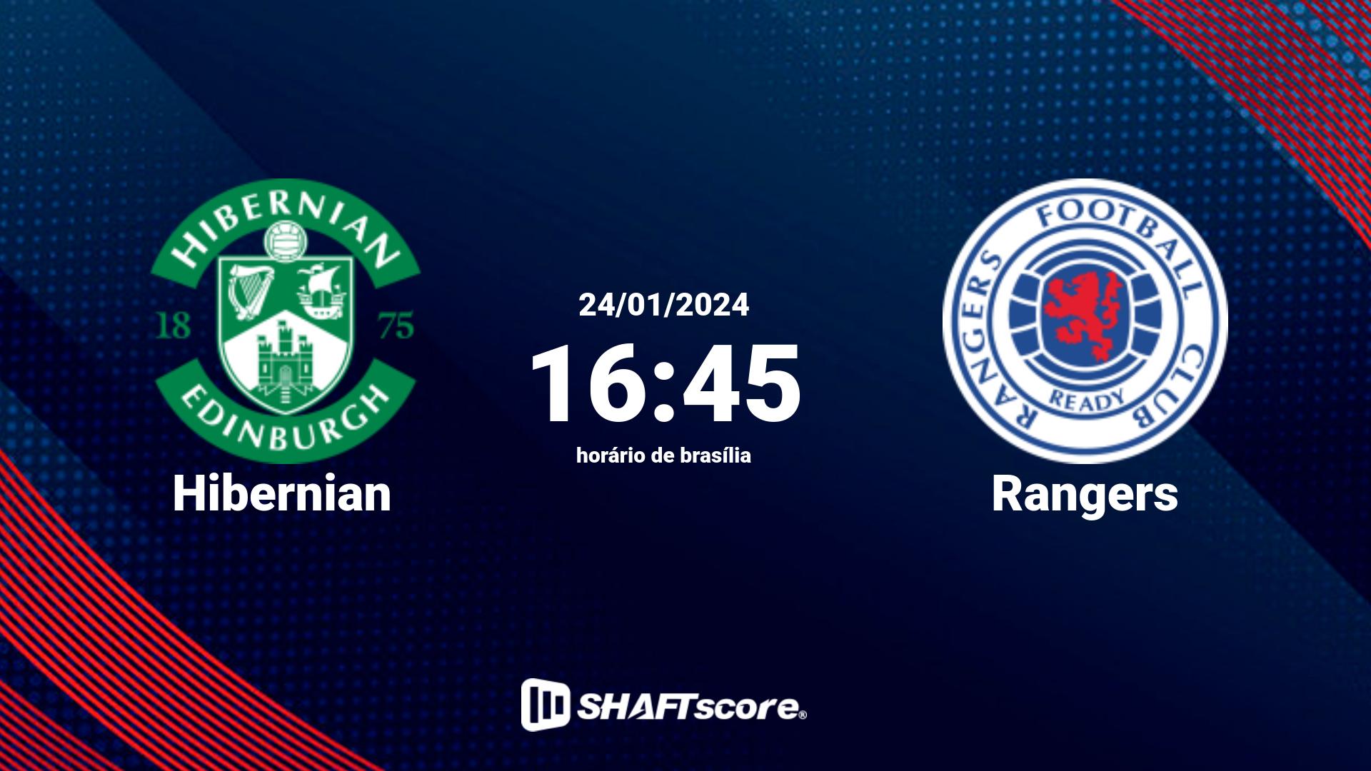 Estatísticas do jogo Hibernian vs Rangers 24.01 16:45