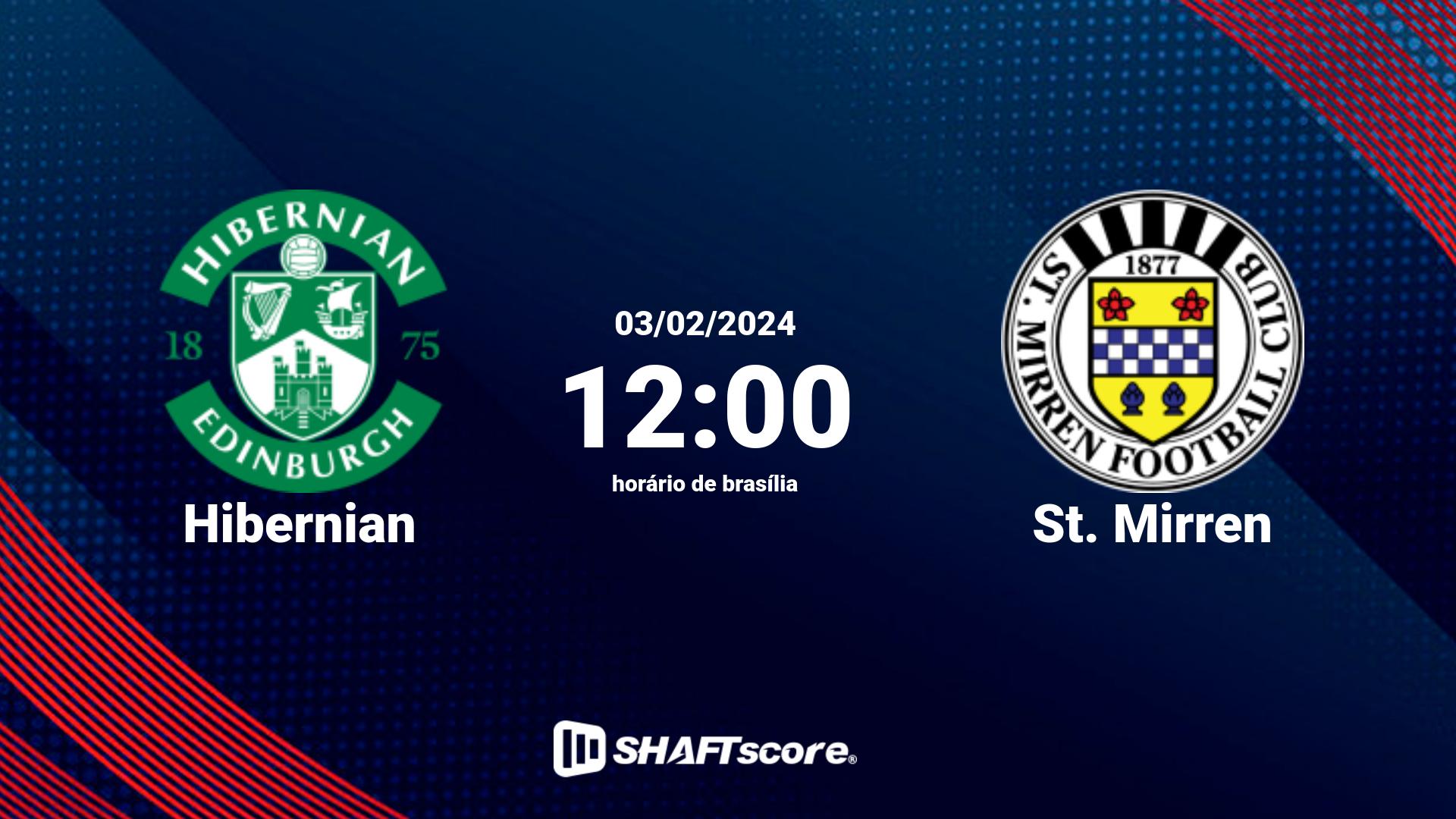 Estatísticas do jogo Hibernian vs St. Mirren 03.02 12:00