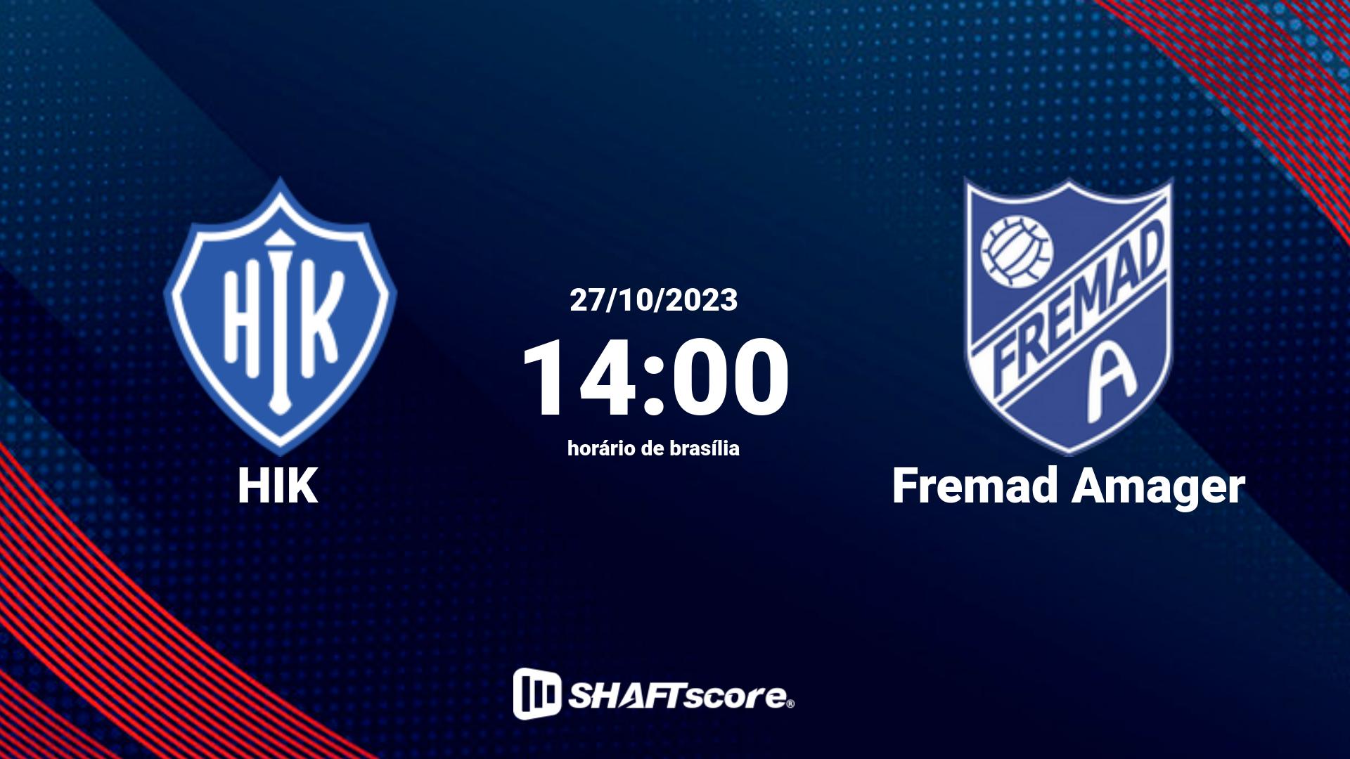 Estatísticas do jogo HIK vs Fremad Amager 27.10 14:00