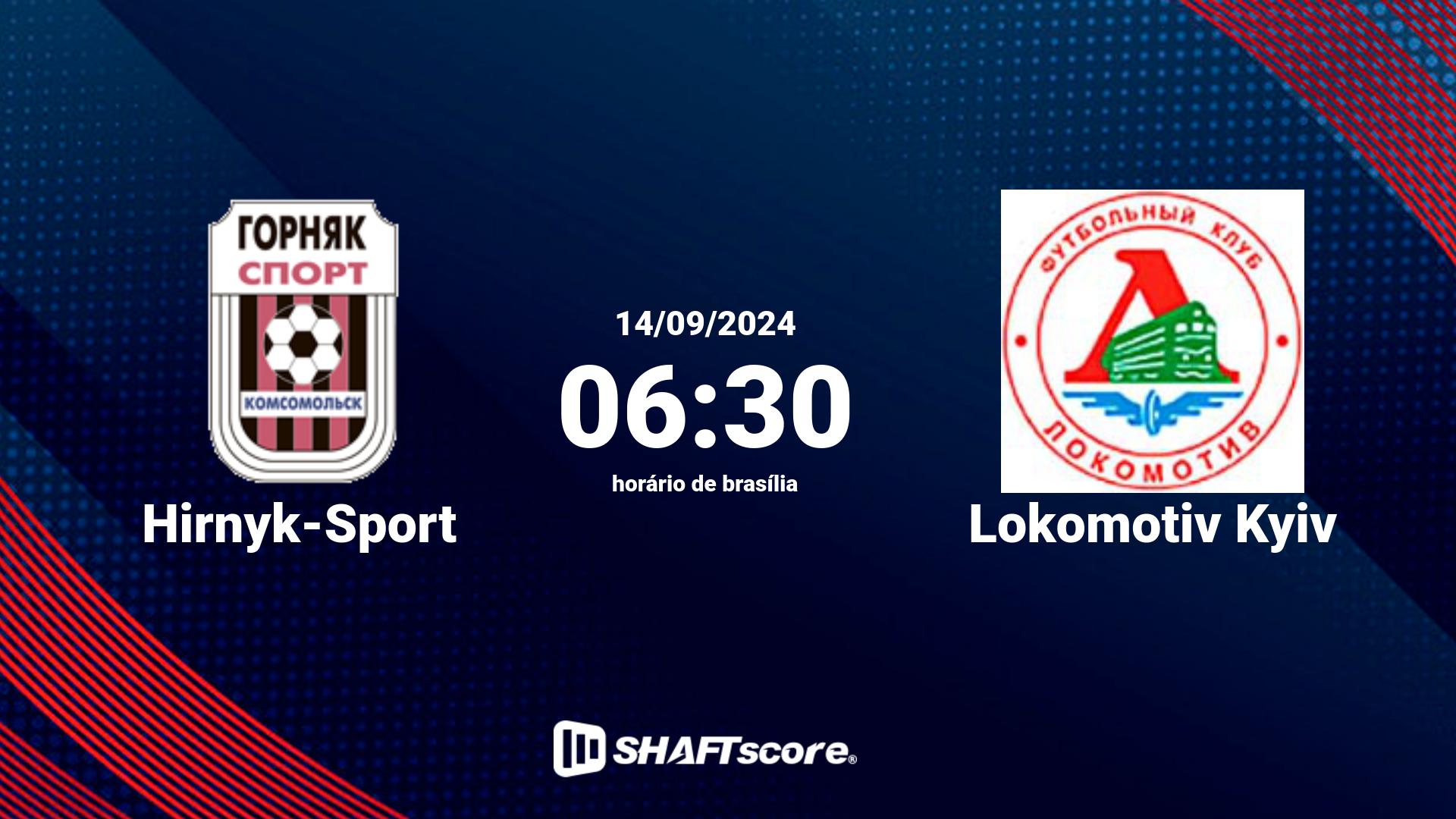 Estatísticas do jogo Hirnyk-Sport vs Lokomotiv Kyiv 14.09 06:30