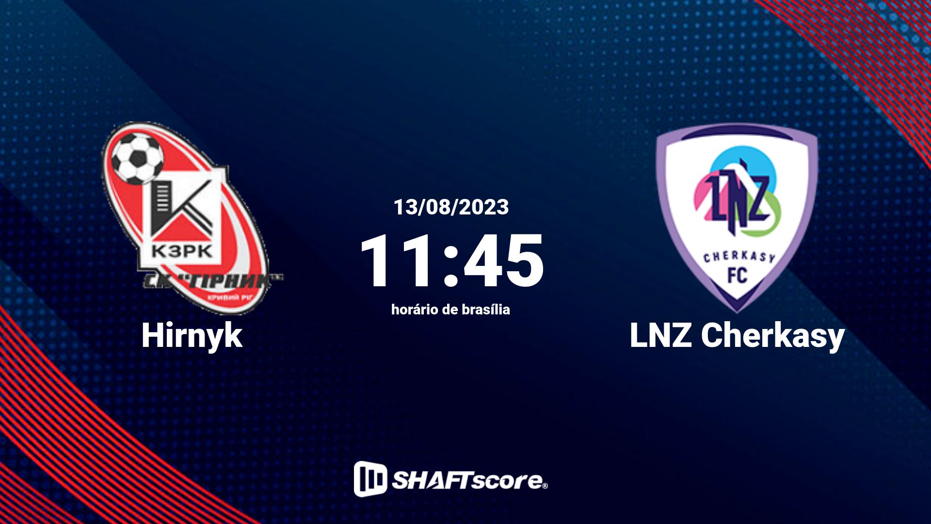 Estatísticas do jogo Hirnyk vs LNZ Cherkasy 13.08 11:45