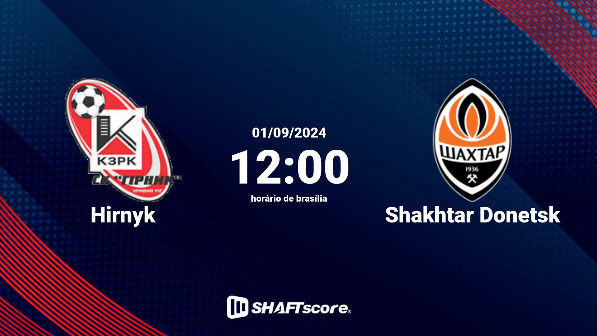 Estatísticas do jogo Hirnyk vs Shakhtar Donetsk 01.09 12:00