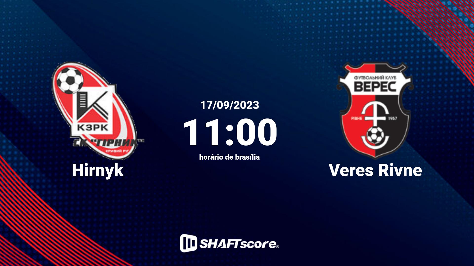 Estatísticas do jogo Hirnyk vs Veres Rivne 17.09 11:00