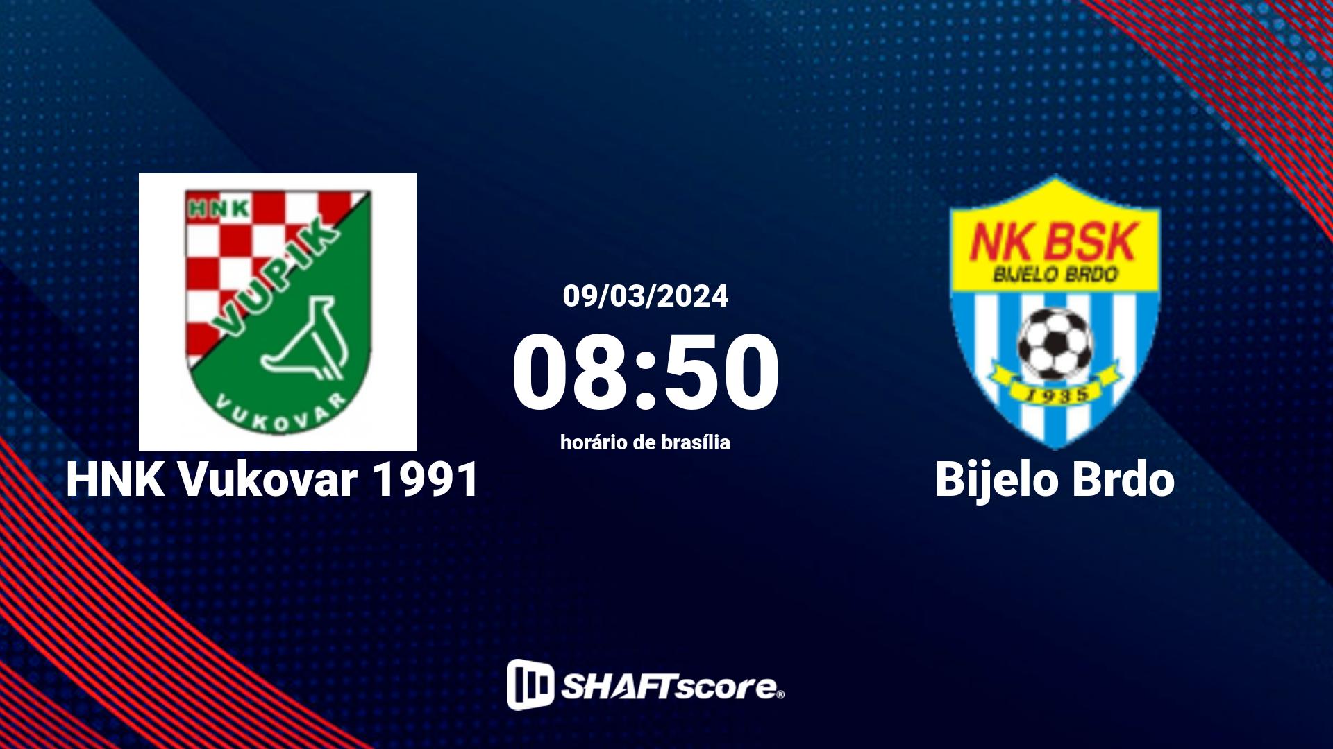 Estatísticas do jogo HNK Vukovar 1991 vs Bijelo Brdo 09.03 08:50