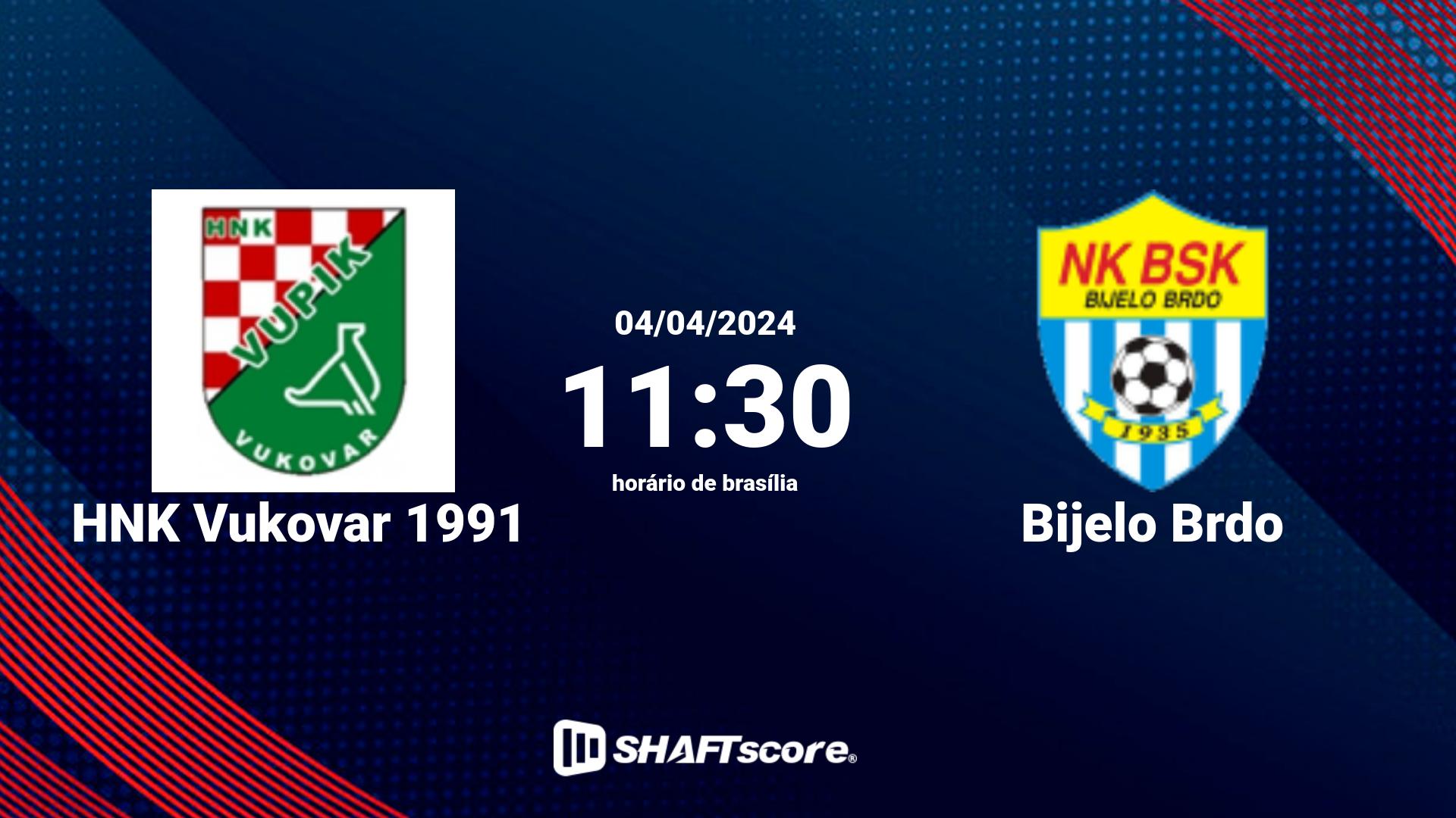 Estatísticas do jogo HNK Vukovar 1991 vs Bijelo Brdo 04.04 11:30