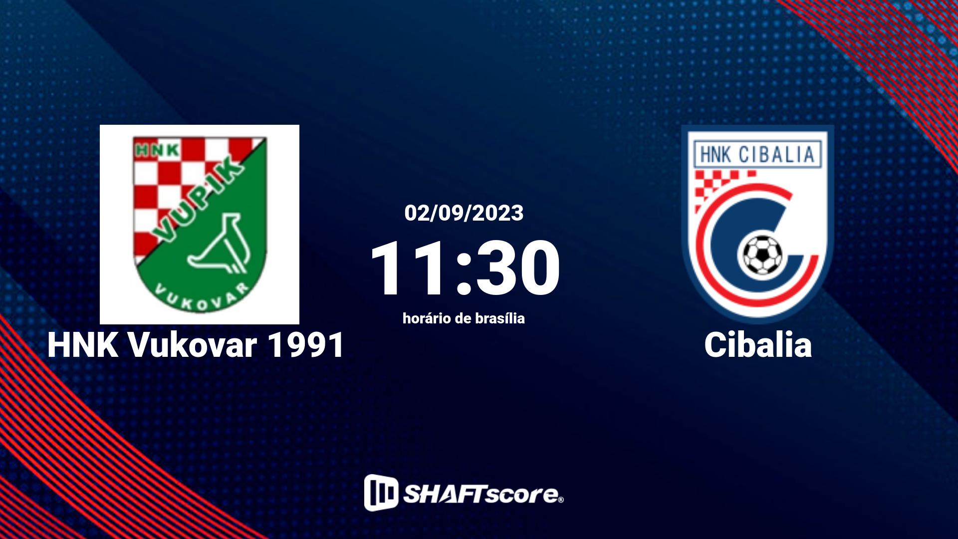 Estatísticas do jogo HNK Vukovar 1991 vs Cibalia 02.09 11:30