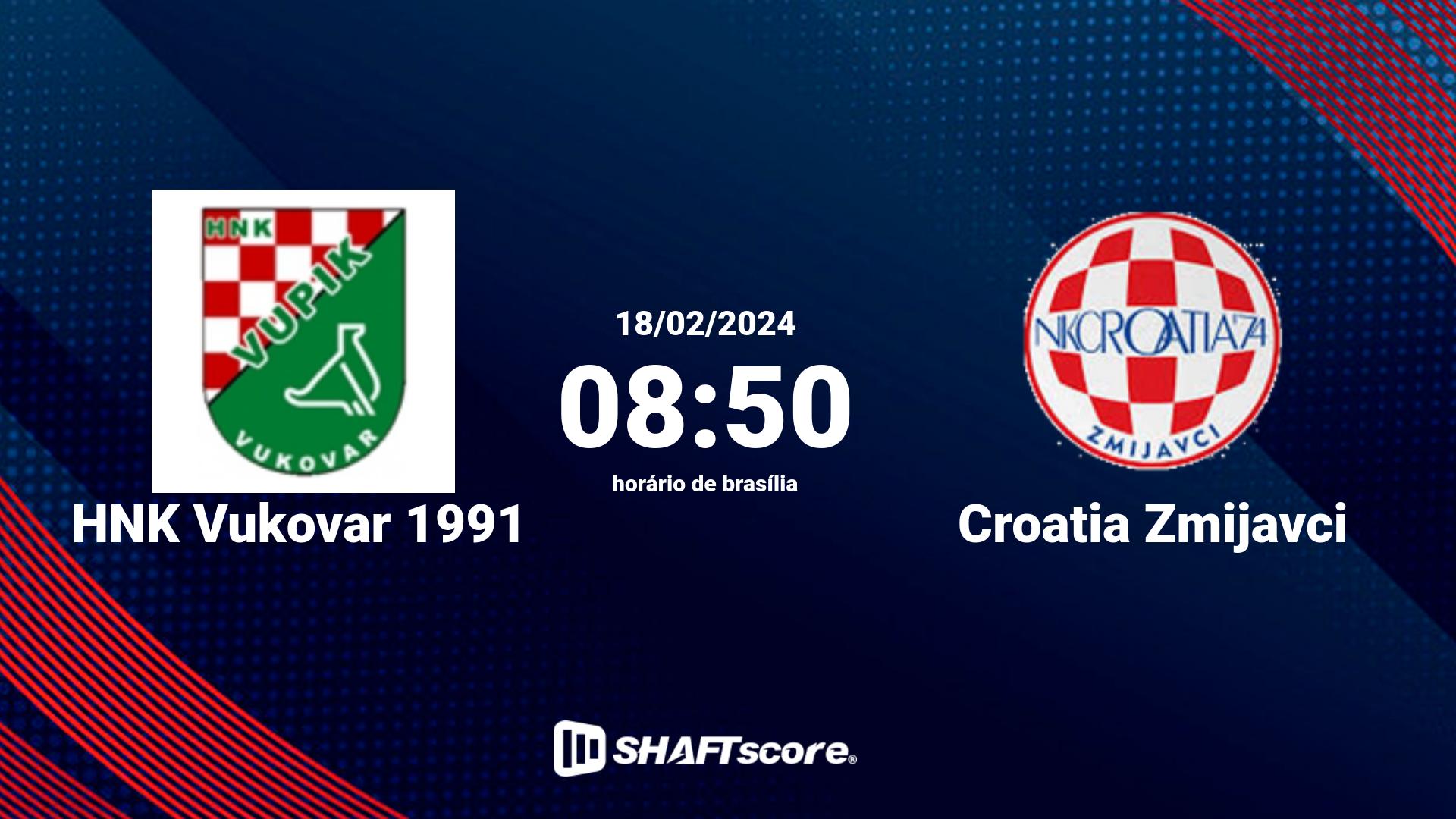 Estatísticas do jogo HNK Vukovar 1991 vs Croatia Zmijavci 18.02 08:50