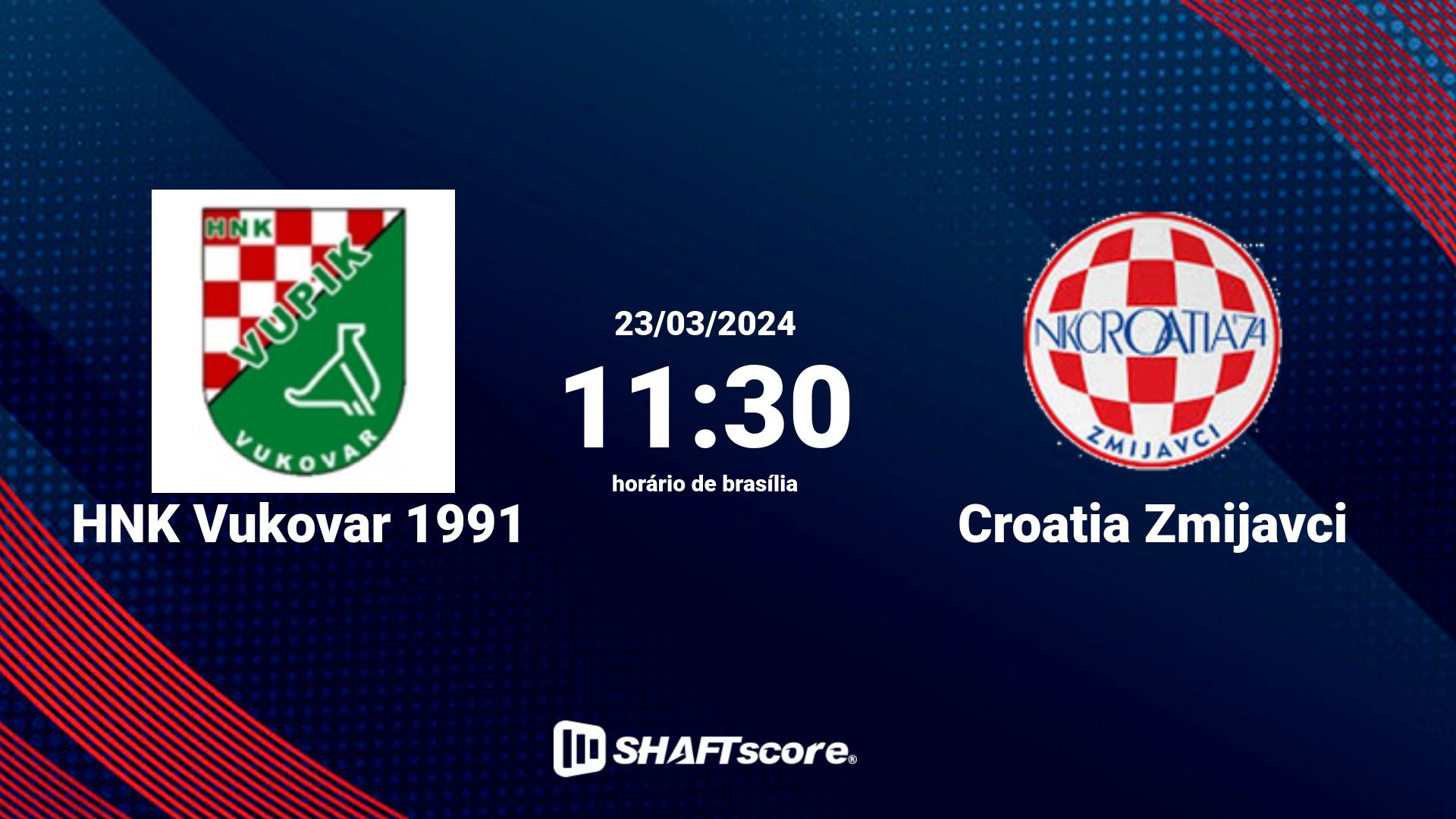 Estatísticas do jogo HNK Vukovar 1991 vs Croatia Zmijavci 23.03 11:30