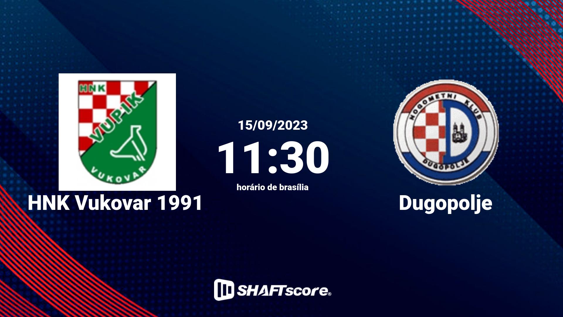 Estatísticas do jogo HNK Vukovar 1991 vs Dugopolje 15.09 11:30