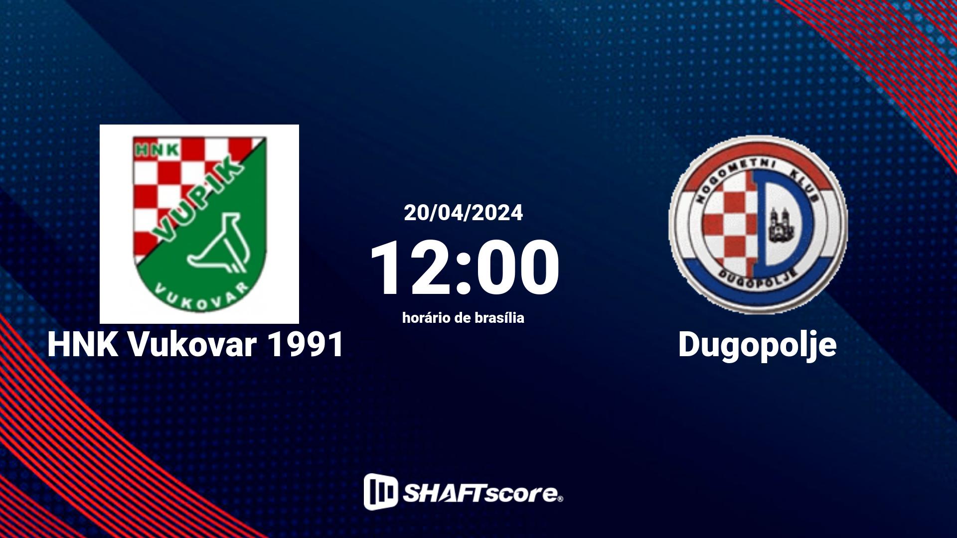 Estatísticas do jogo HNK Vukovar 1991 vs Dugopolje 20.04 12:00