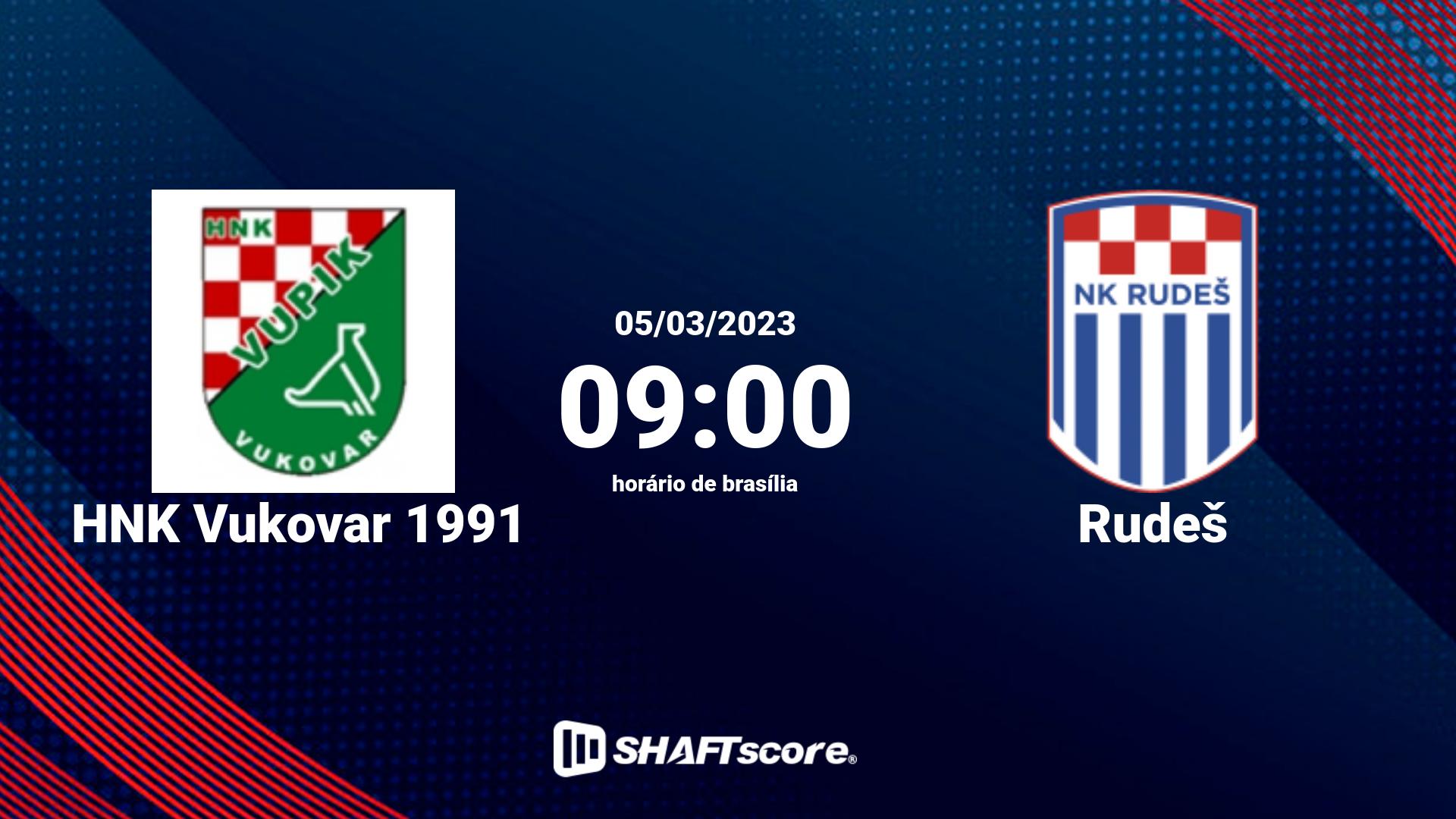 Estatísticas do jogo HNK Vukovar 1991 vs Rudeš 05.03 09:00