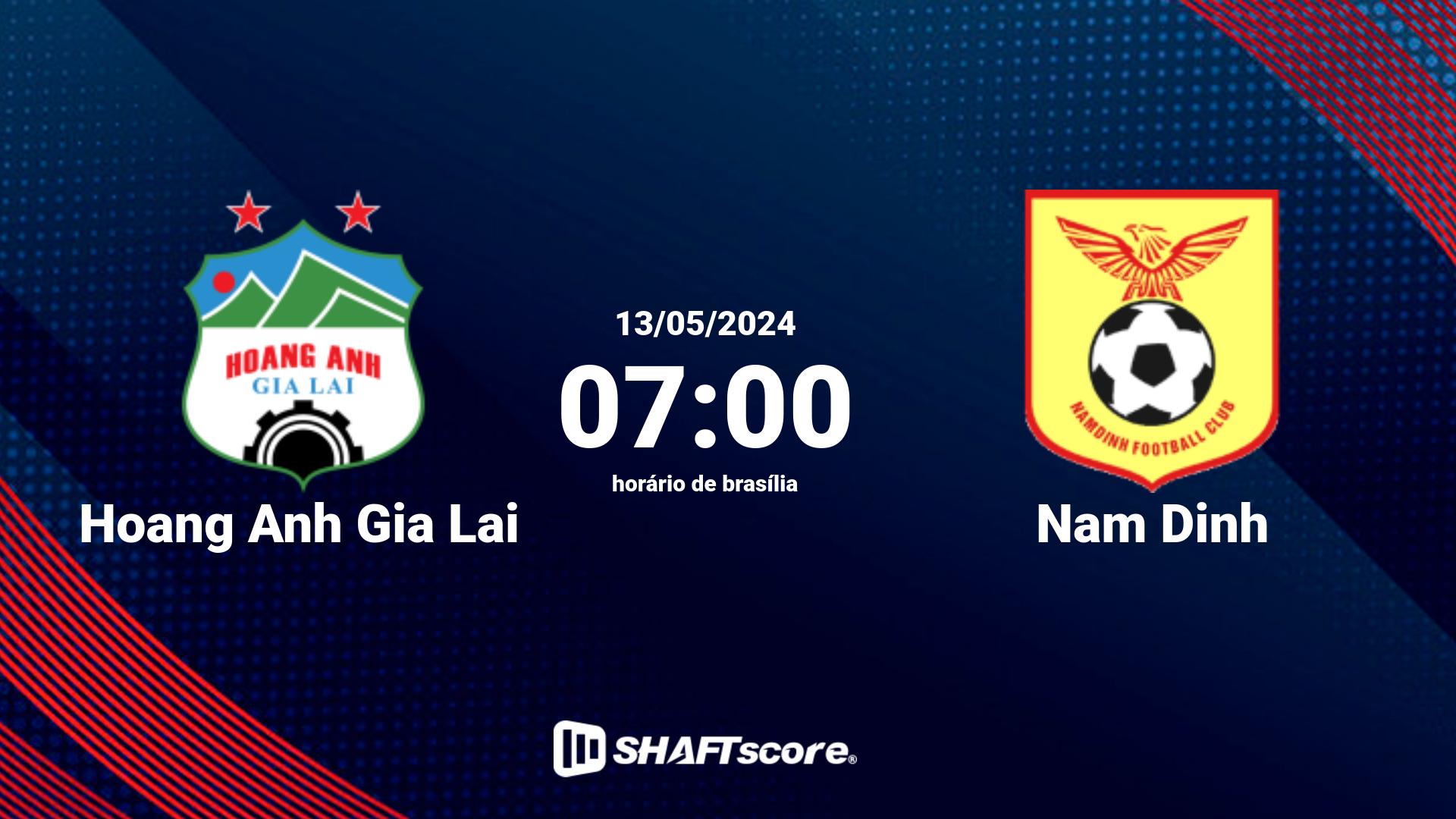 Estatísticas do jogo Hoang Anh Gia Lai vs Nam Dinh 13.05 07:00