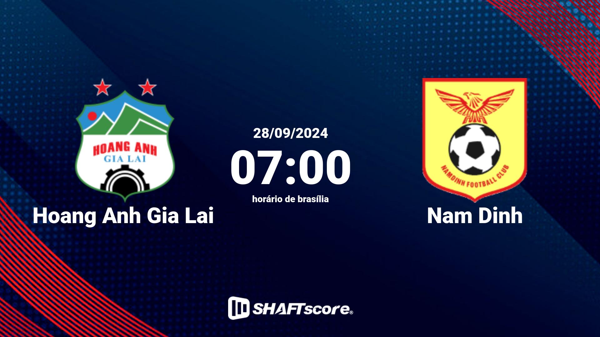 Estatísticas do jogo Hoang Anh Gia Lai vs Nam Dinh 28.09 07:00