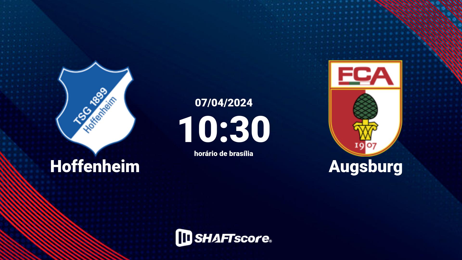 Estatísticas do jogo Hoffenheim vs Augsburg 07.04 10:30