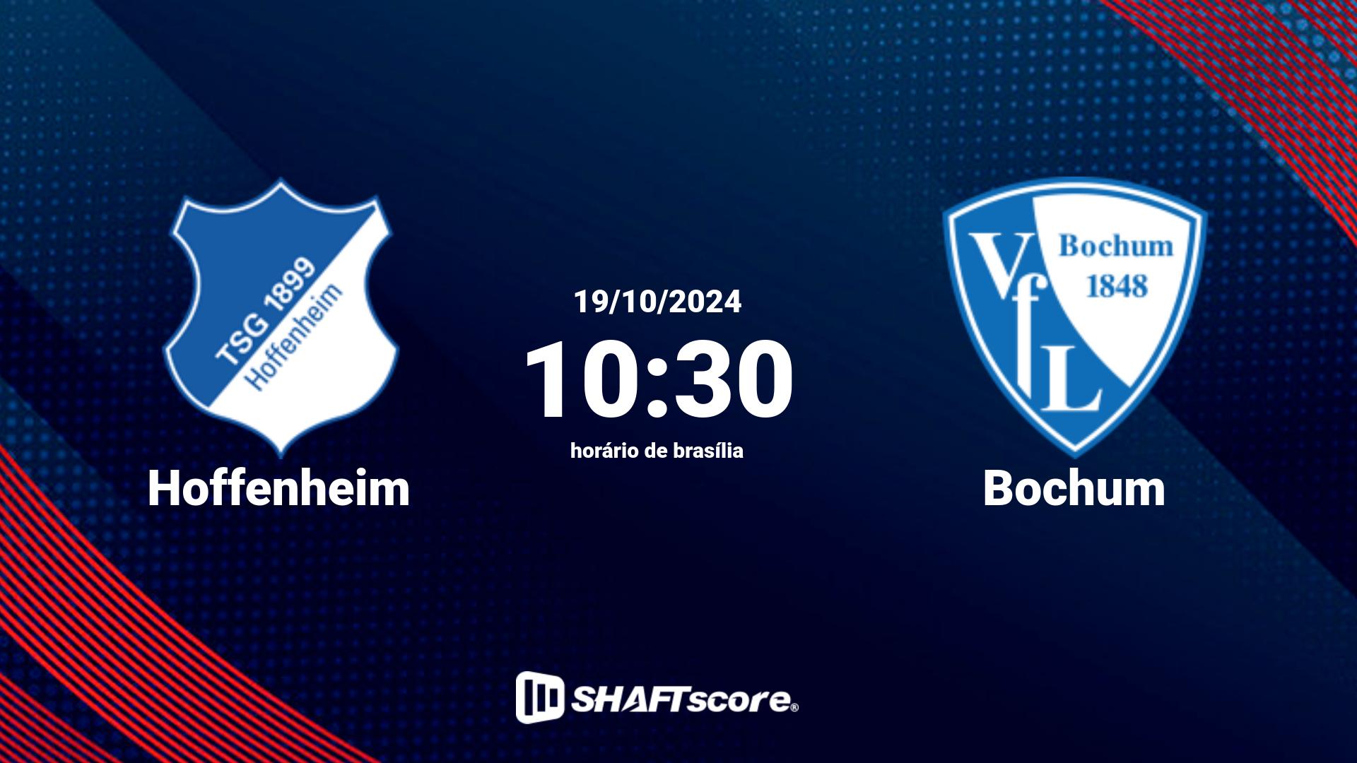 Estatísticas do jogo Hoffenheim vs Bochum 19.10 10:30