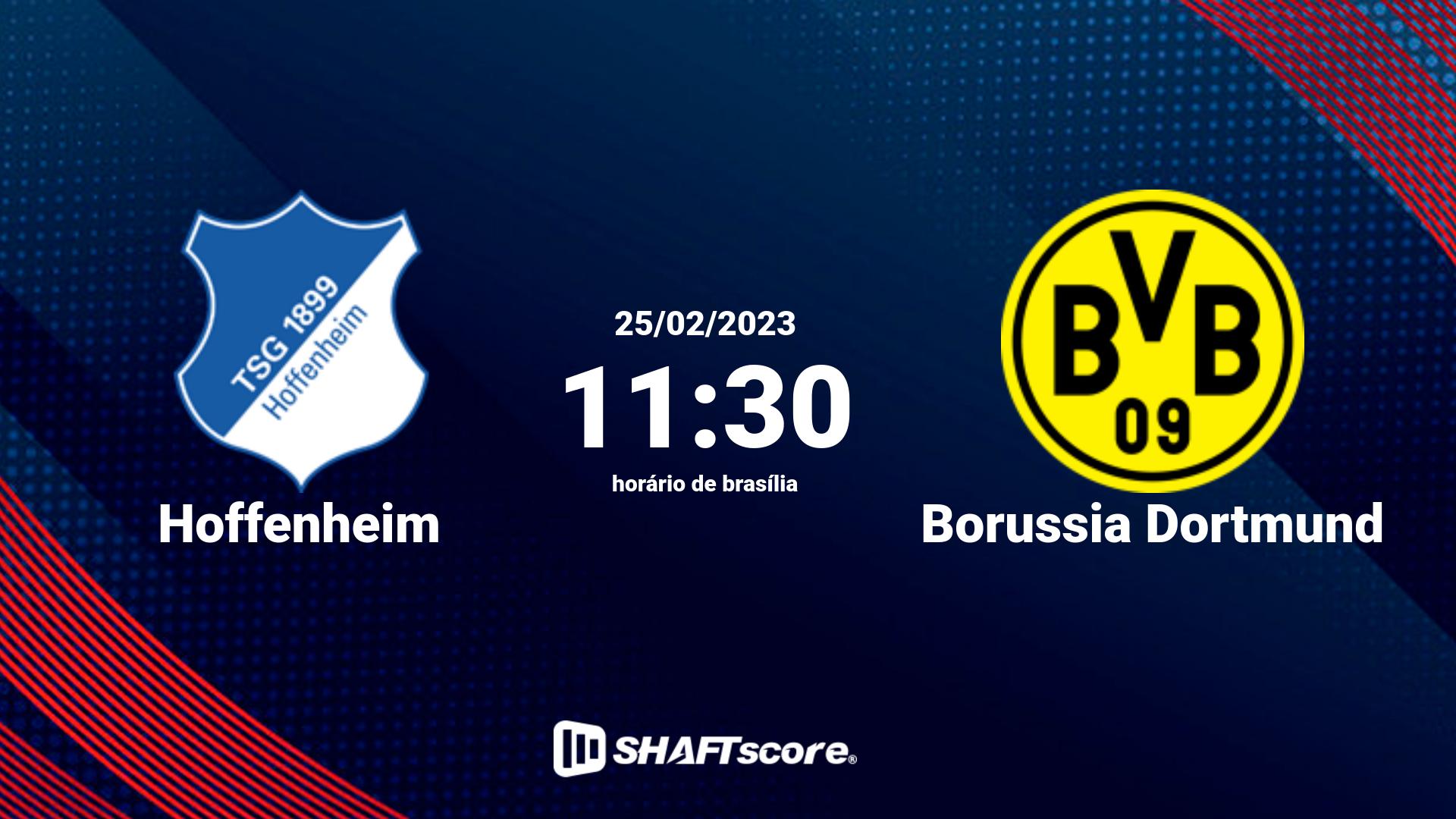 Estatísticas do jogo Hoffenheim vs Borussia Dortmund 25.02 11:30