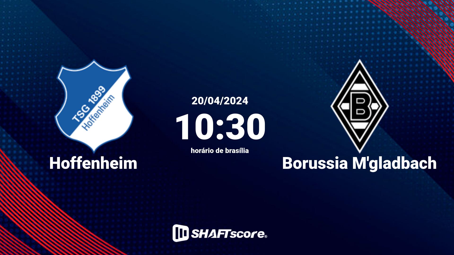 Estatísticas do jogo Hoffenheim vs Borussia M'gladbach 20.04 10:30