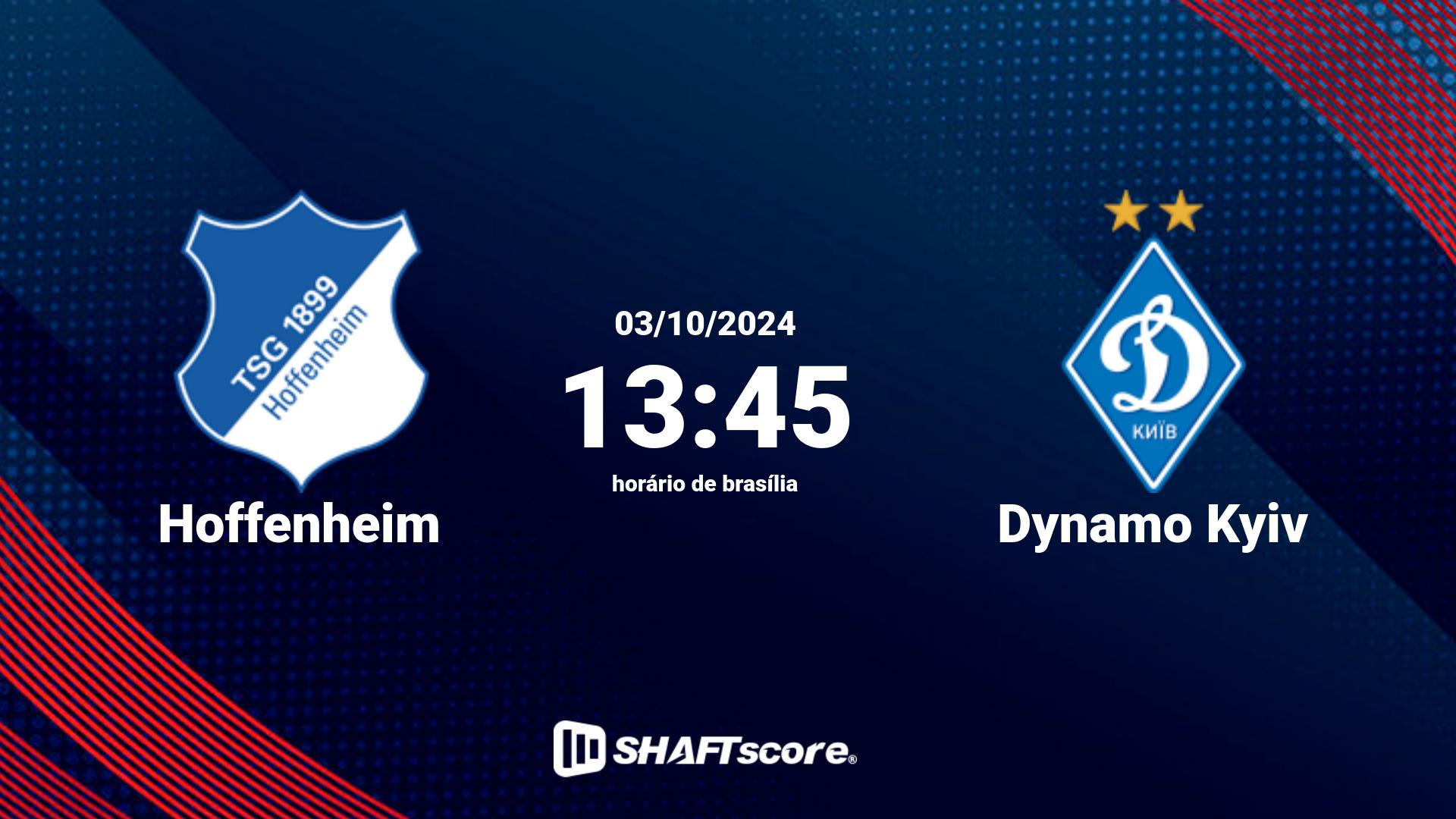 Estatísticas do jogo Hoffenheim vs Dynamo Kyiv 03.10 13:45