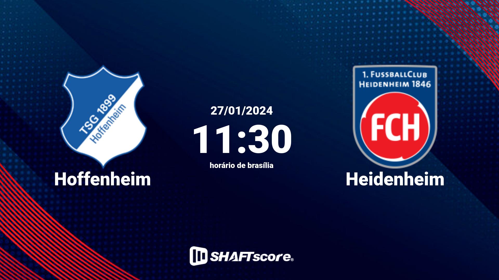 Estatísticas do jogo Hoffenheim vs Heidenheim 27.01 11:30