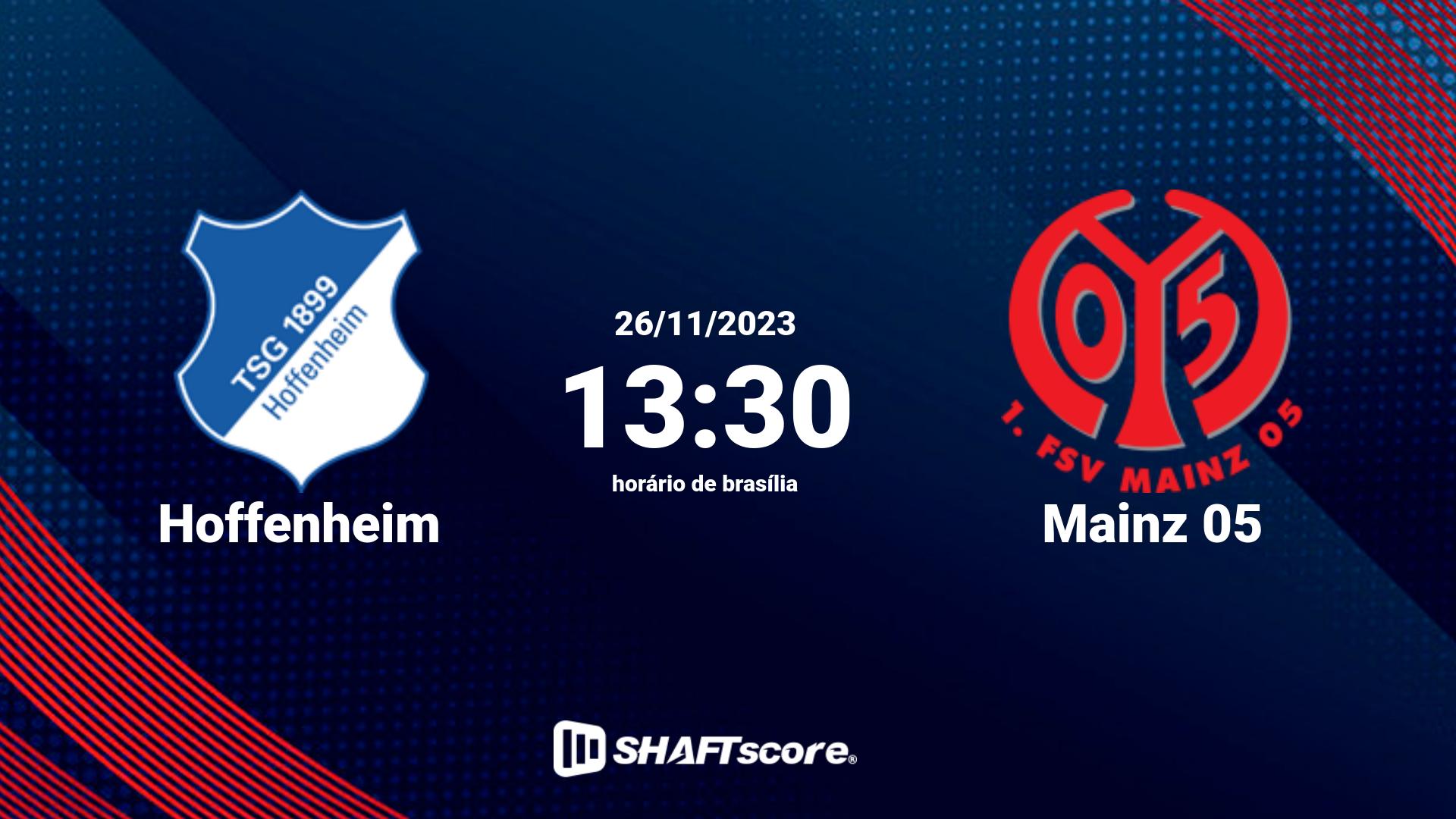 Estatísticas do jogo Hoffenheim vs Mainz 05 26.11 13:30