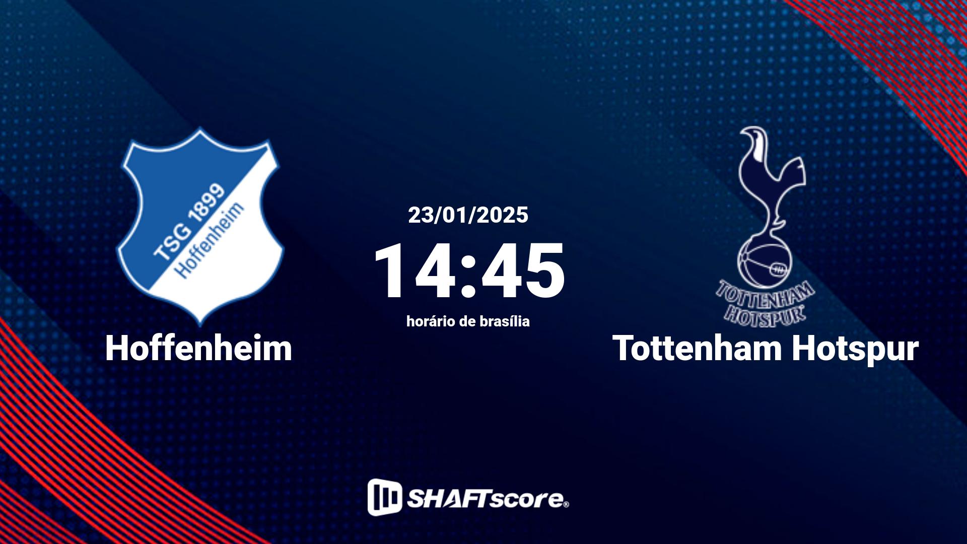 Estatísticas do jogo Hoffenheim vs Tottenham Hotspur 23.01 14:45