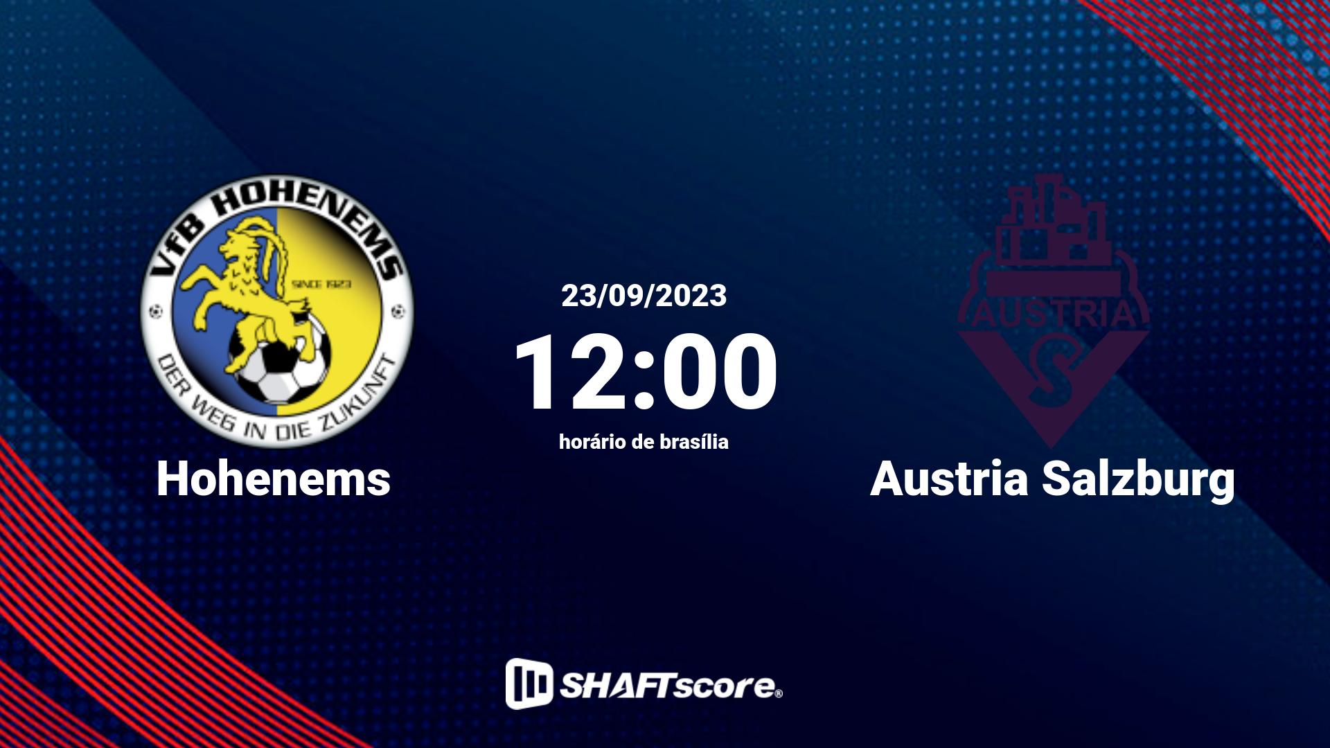 Estatísticas do jogo Hohenems vs Austria Salzburg 23.09 12:00