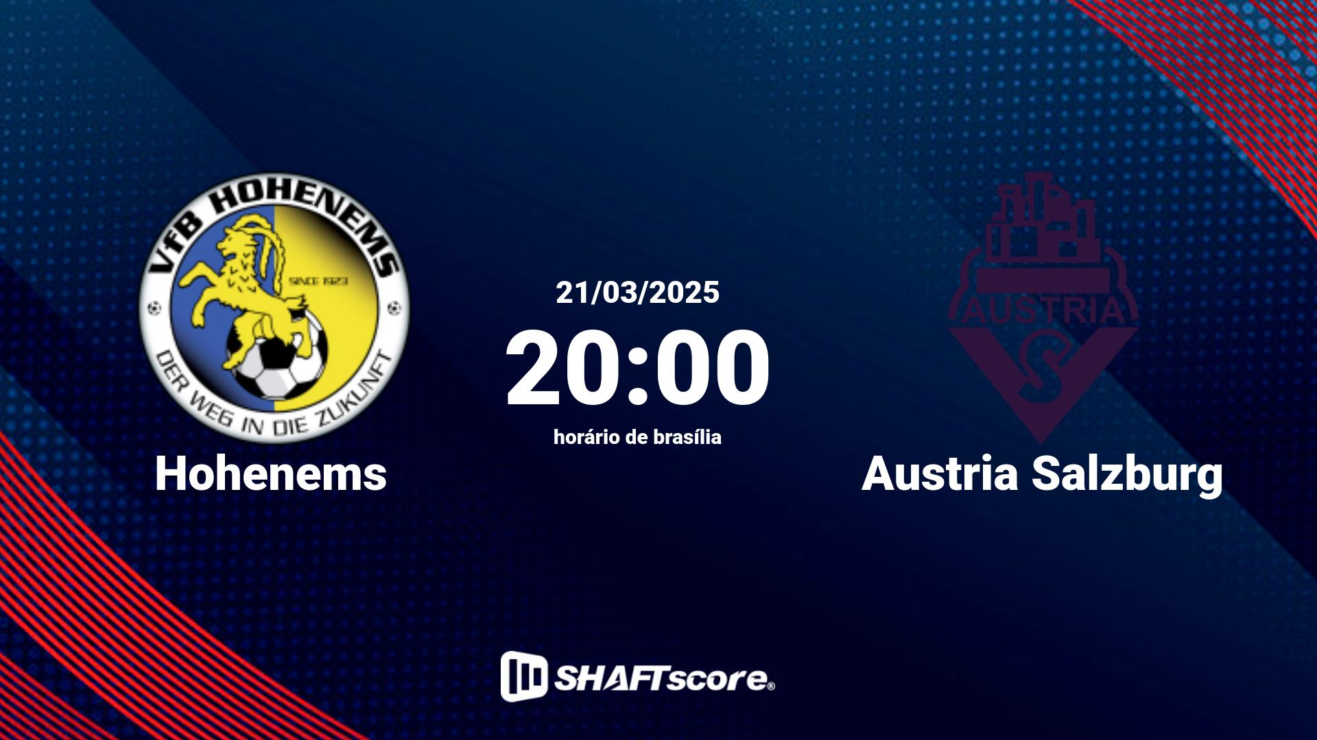 Estatísticas do jogo Hohenems vs Austria Salzburg 21.03 20:00