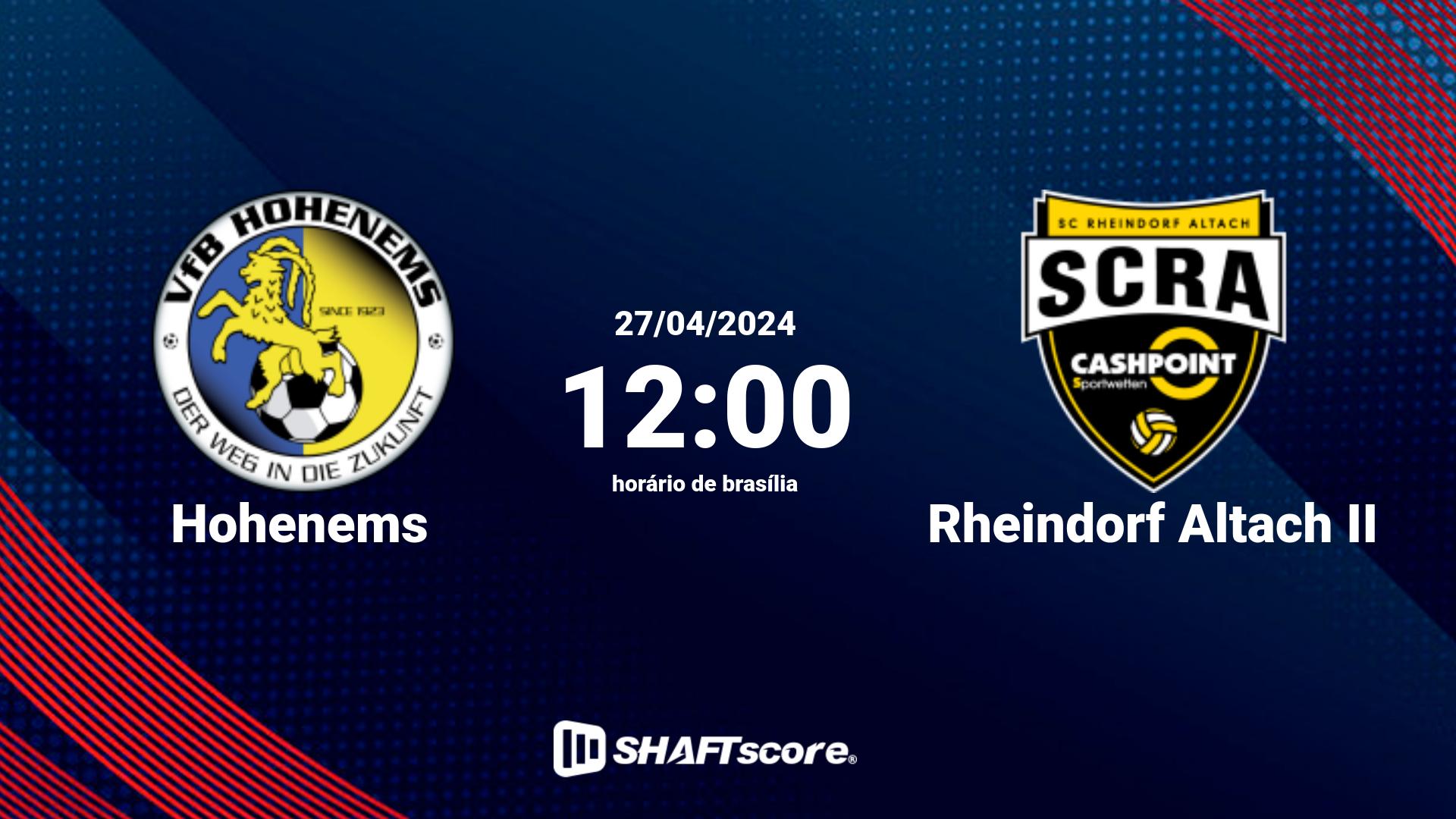 Estatísticas do jogo Hohenems vs Rheindorf Altach II 27.04 12:00