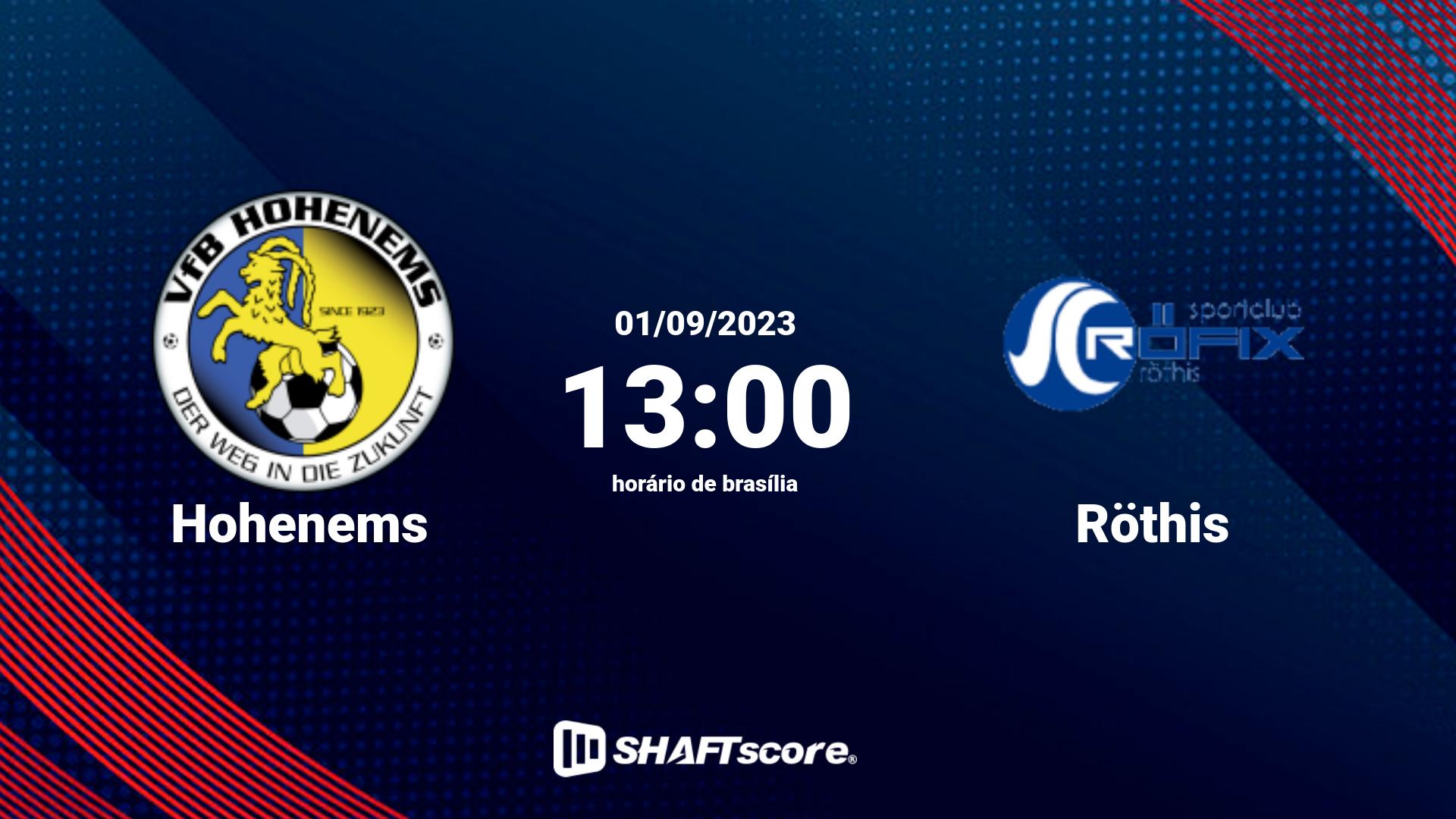 Estatísticas do jogo Hohenems vs Röthis 01.09 13:00