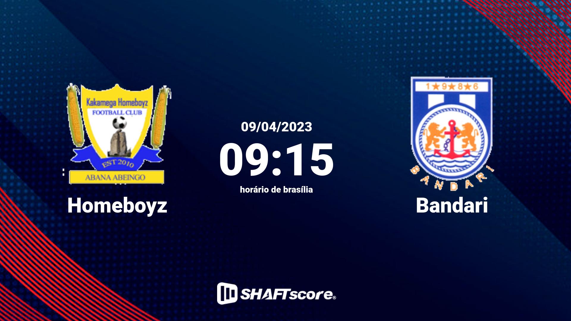 Estatísticas do jogo Homeboyz vs Bandari 09.04 09:15