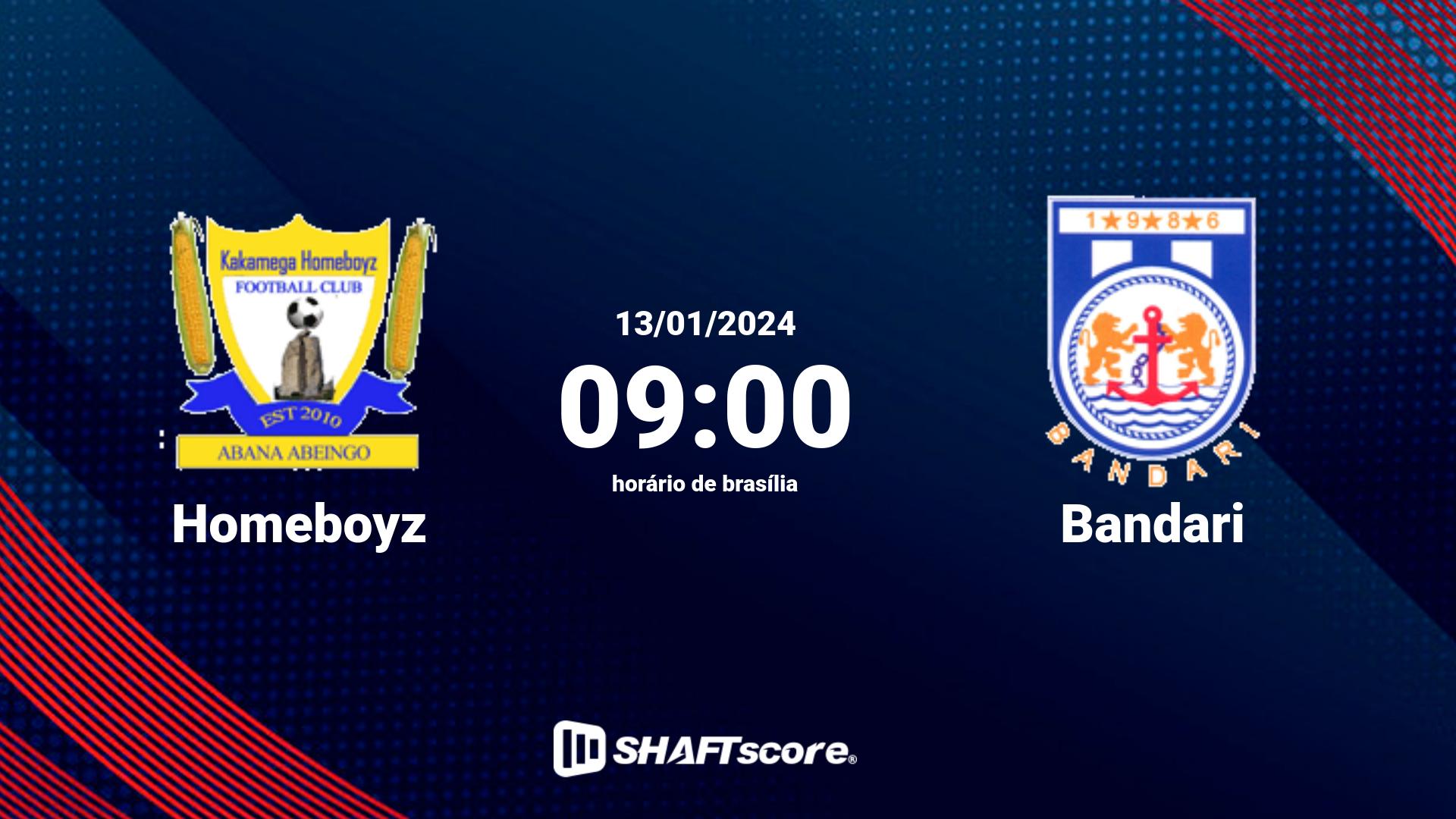 Estatísticas do jogo Homeboyz vs Bandari 13.01 09:00