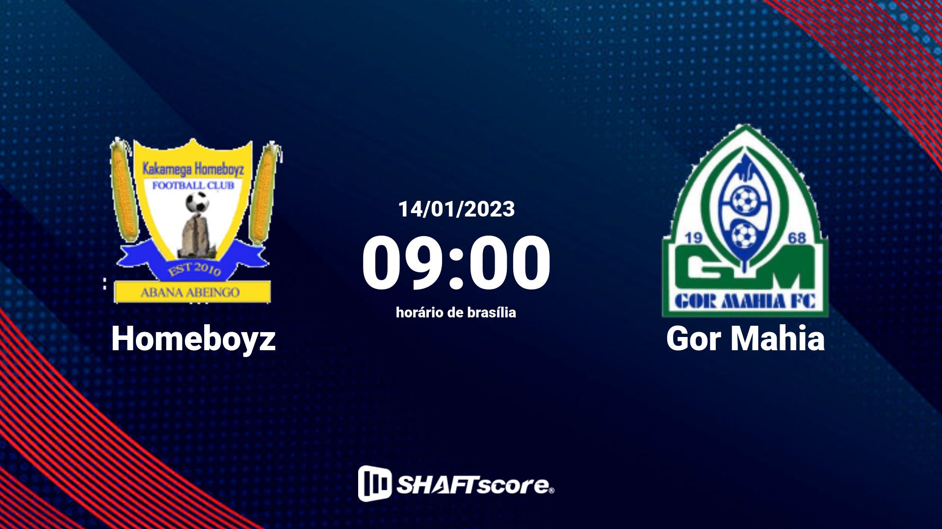 Estatísticas do jogo Homeboyz vs Gor Mahia 14.01 09:00