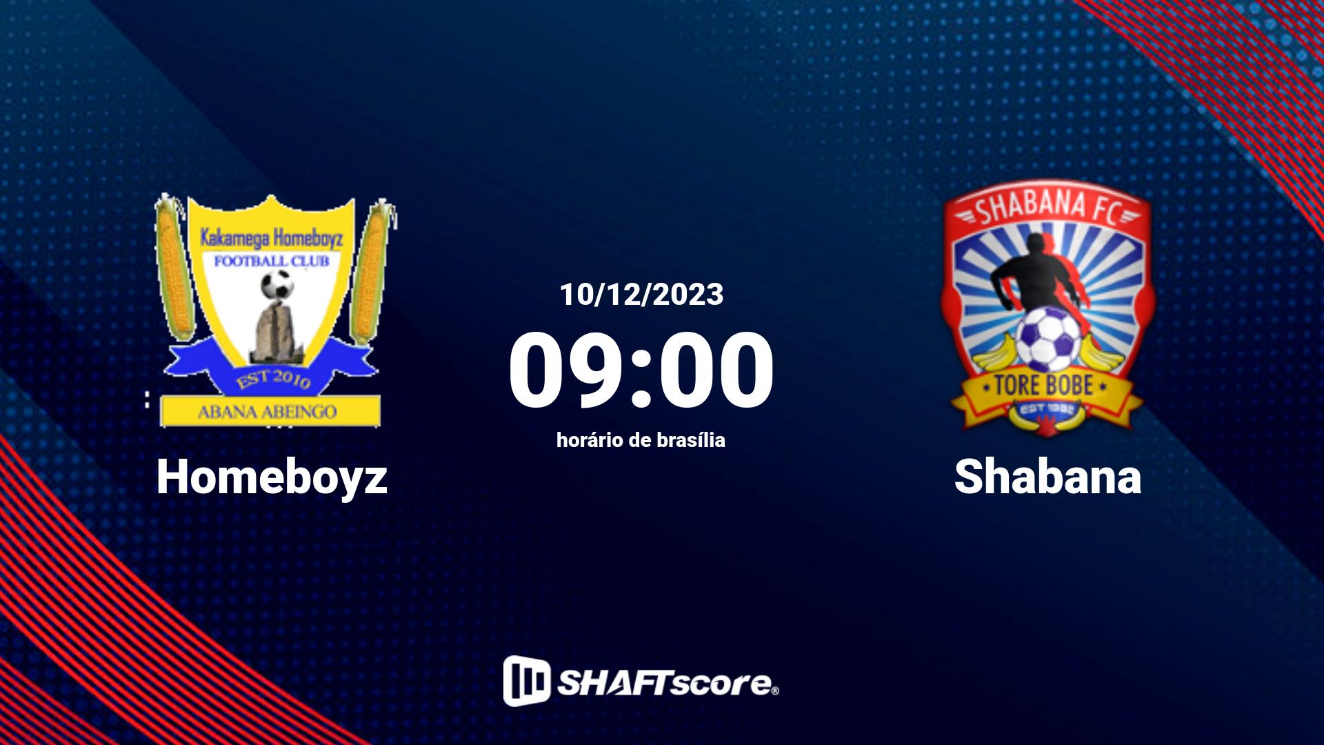 Estatísticas do jogo Homeboyz vs Shabana 10.12 09:00