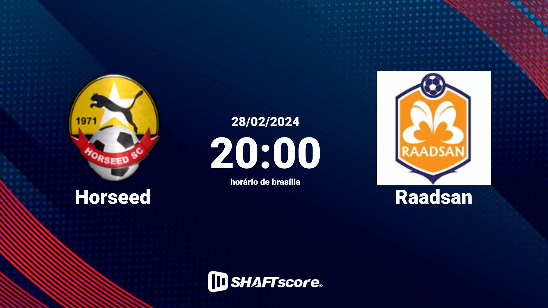 Estatísticas do jogo Horseed vs Raadsan 28.02 20:00