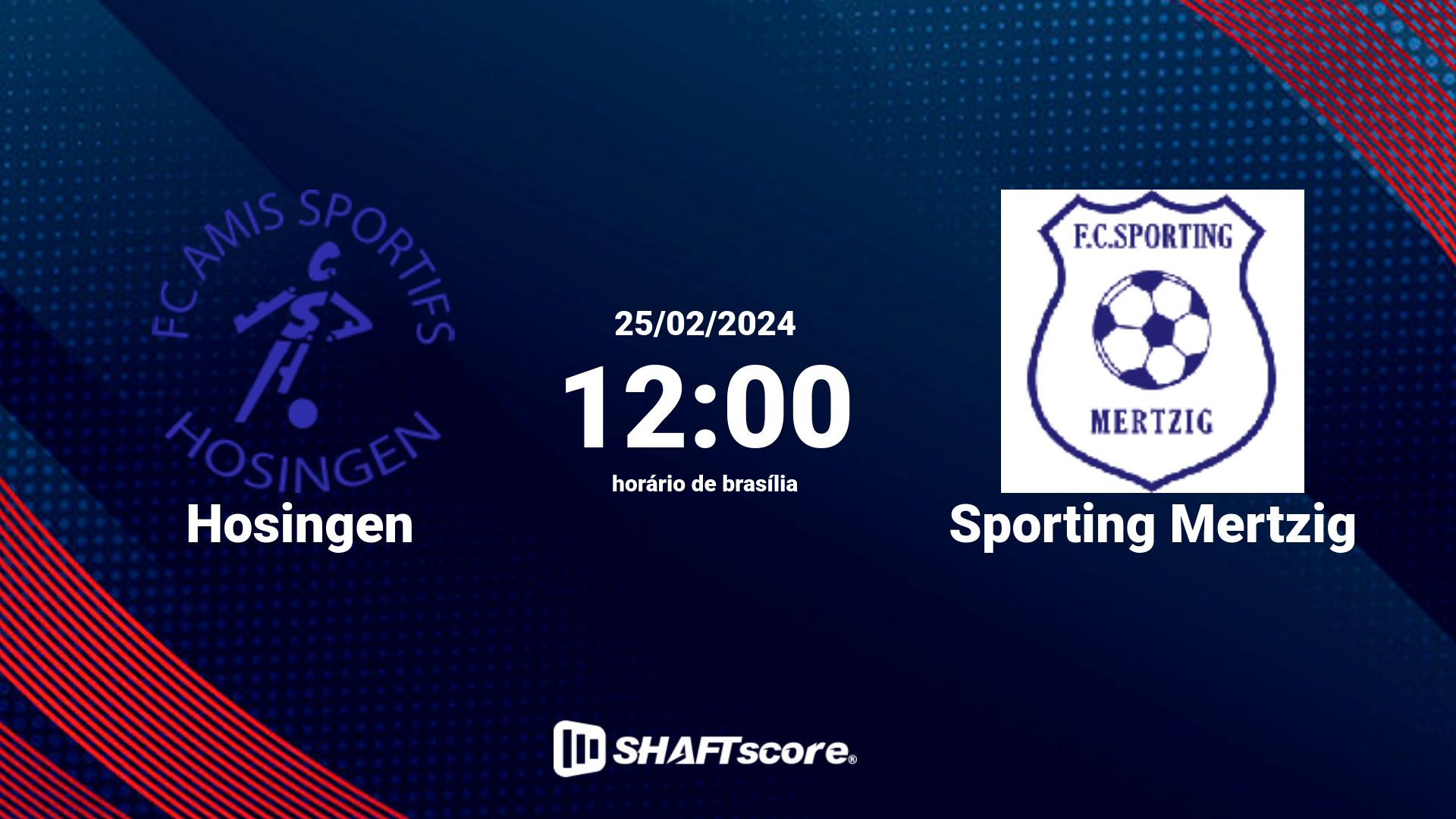 Estatísticas do jogo Hosingen vs Sporting Mertzig 25.02 12:00