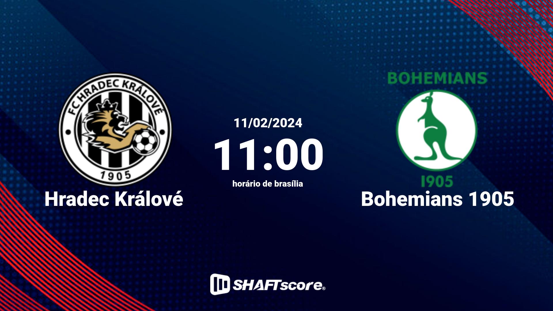 Estatísticas do jogo Hradec Králové vs Bohemians 1905 11.02 11:00