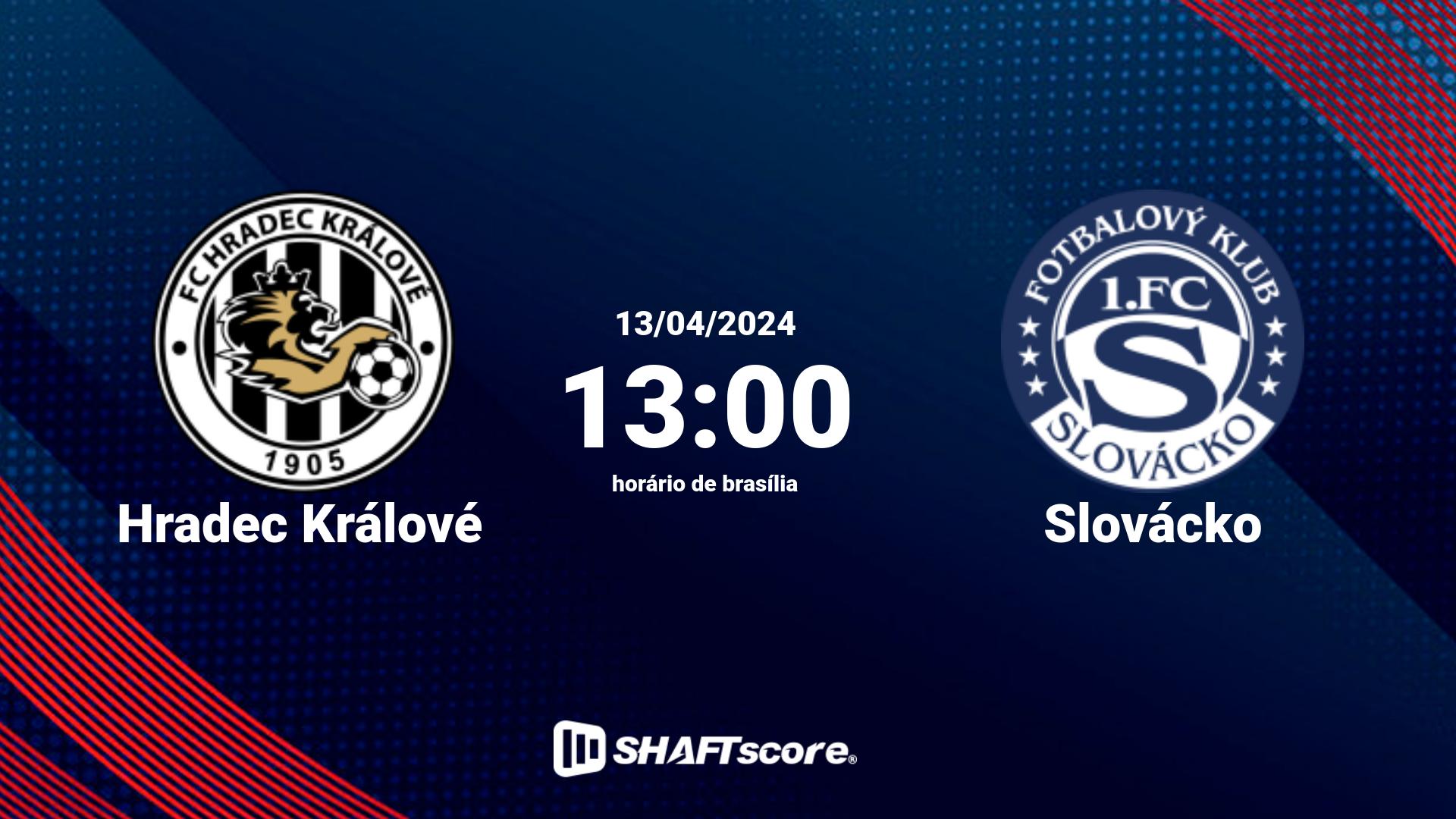 Estatísticas do jogo Hradec Králové vs Slovácko 13.04 13:00