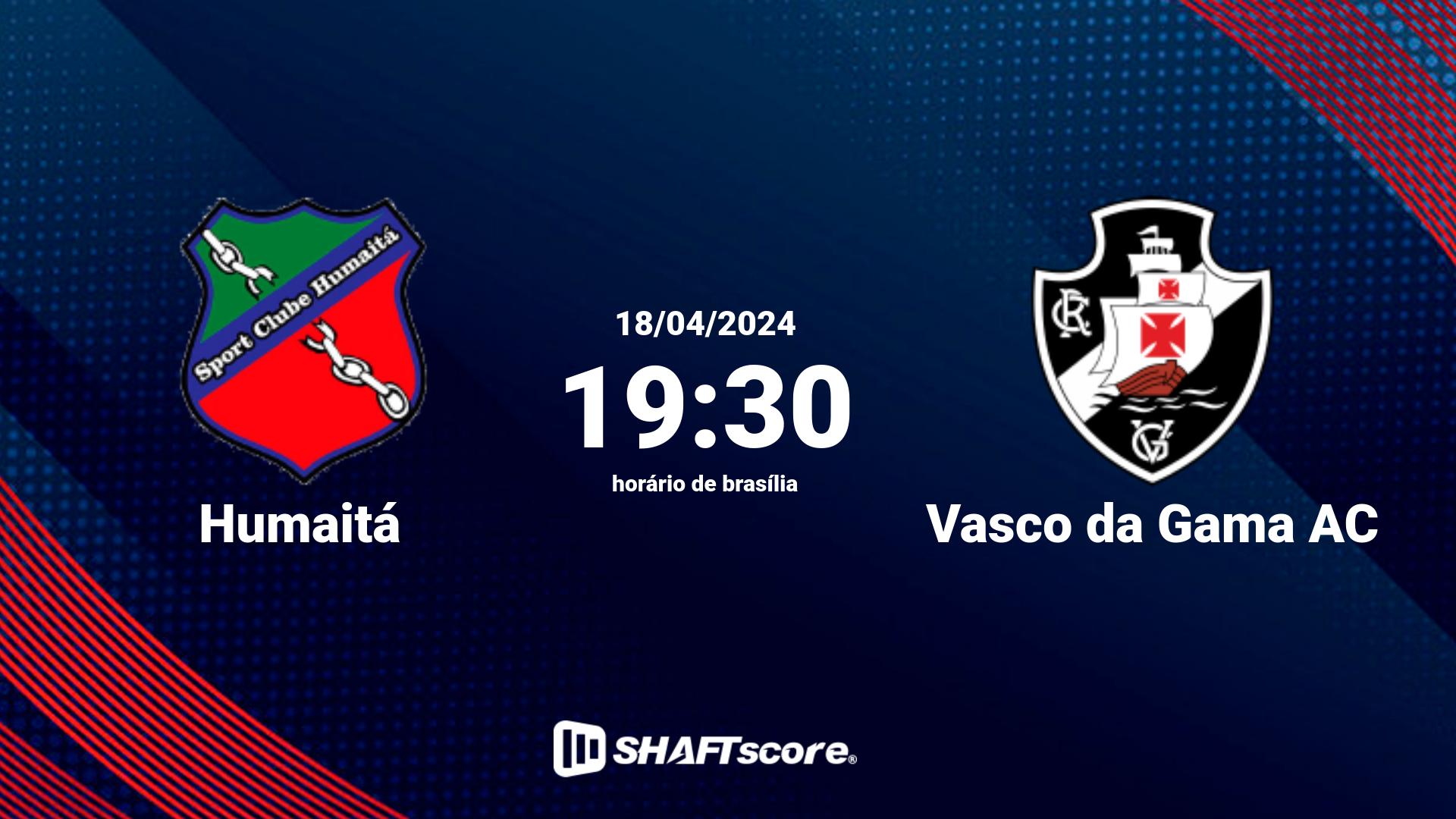 Estatísticas do jogo Humaitá vs Vasco da Gama AC 18.04 19:30