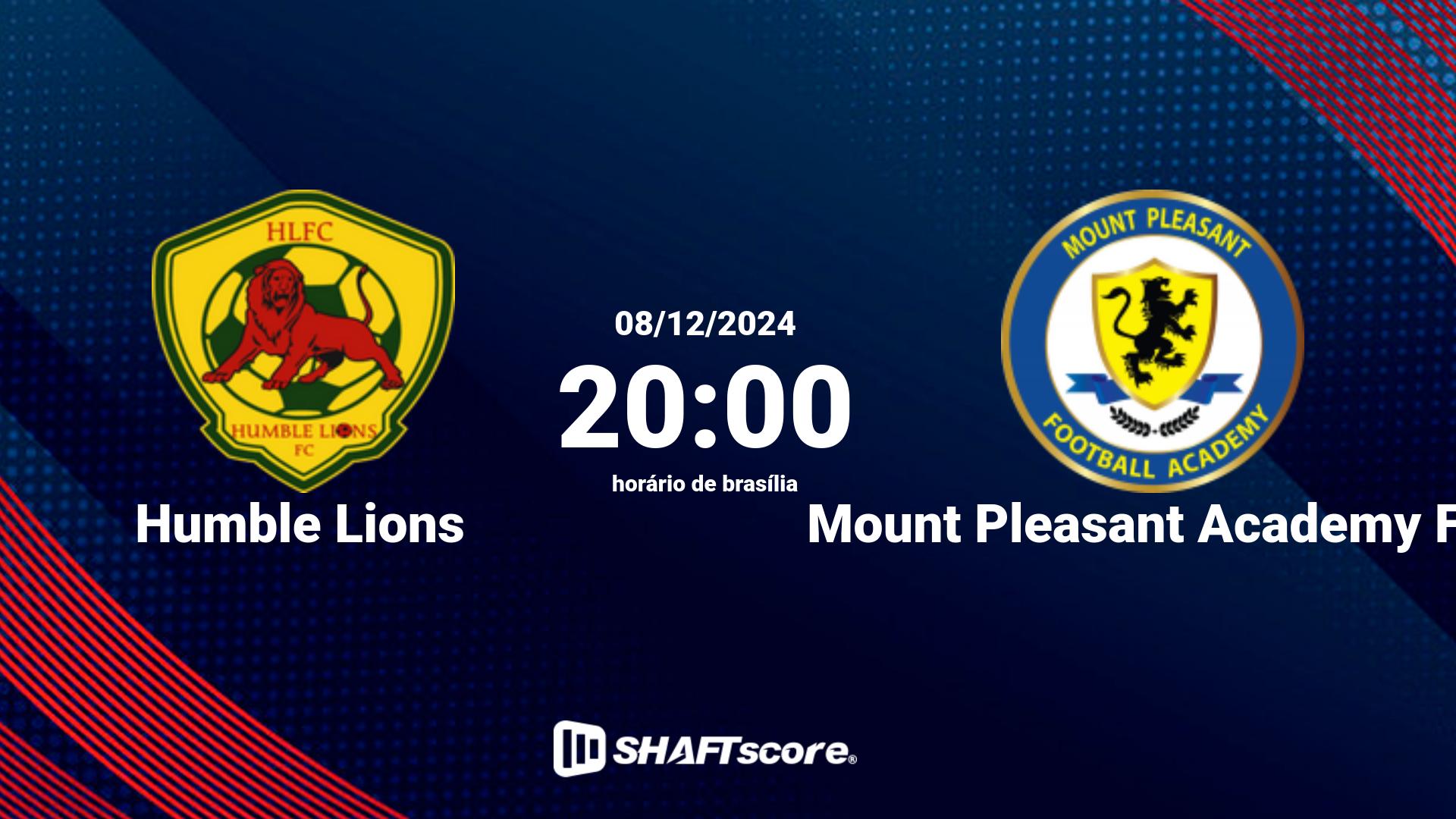 Estatísticas do jogo Humble Lions vs Mount Pleasant Academy FC 08.12 20:00