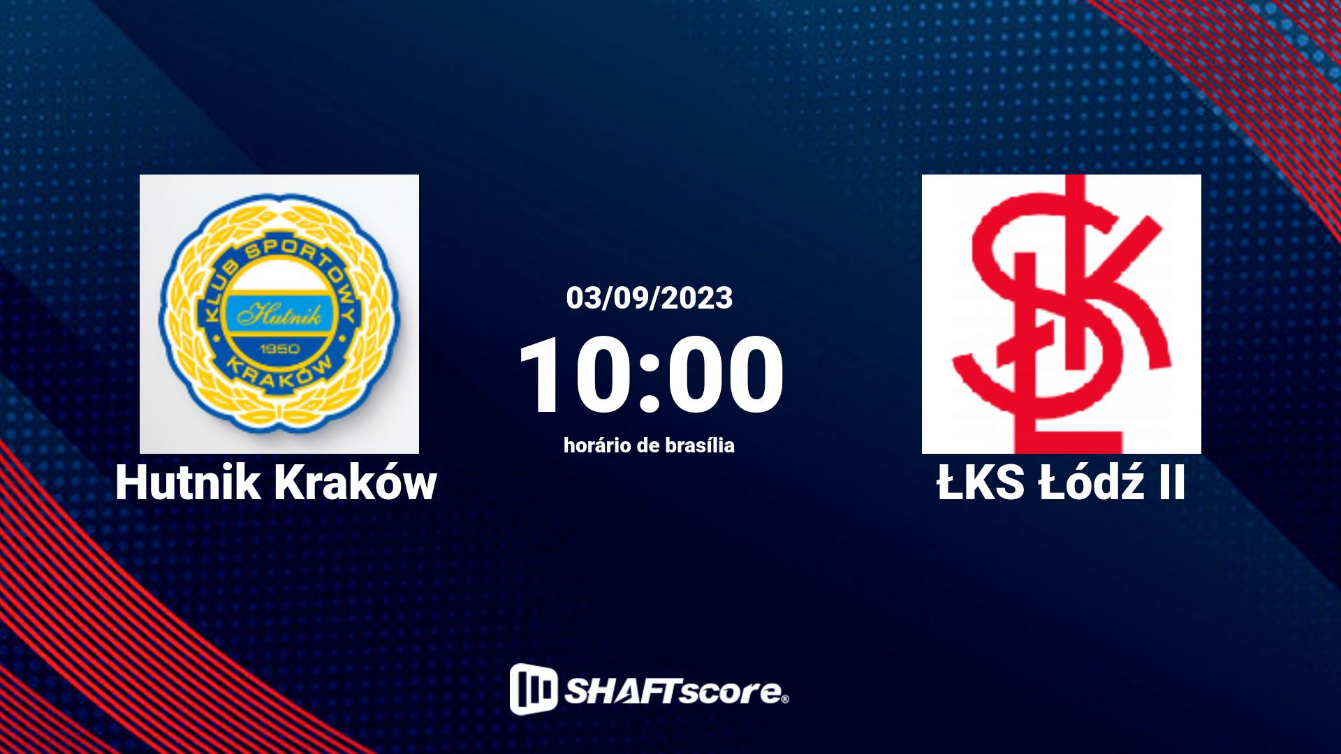 Estatísticas do jogo Hutnik Kraków vs ŁKS Łódź II 03.09 10:00