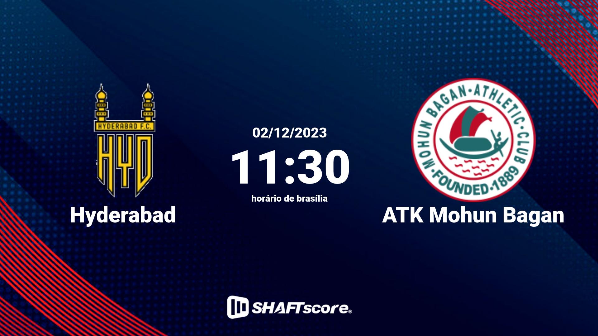 Estatísticas do jogo Hyderabad vs ATK Mohun Bagan 02.12 11:30