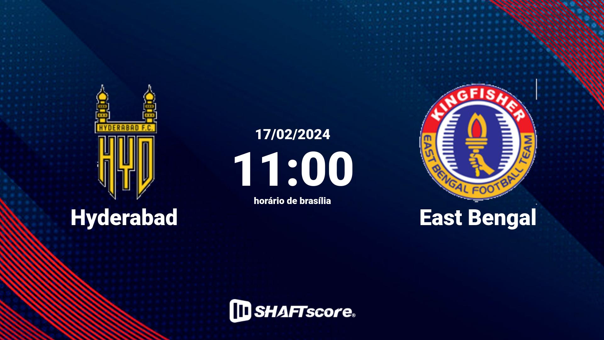 Estatísticas do jogo Hyderabad vs East Bengal 17.02 11:00