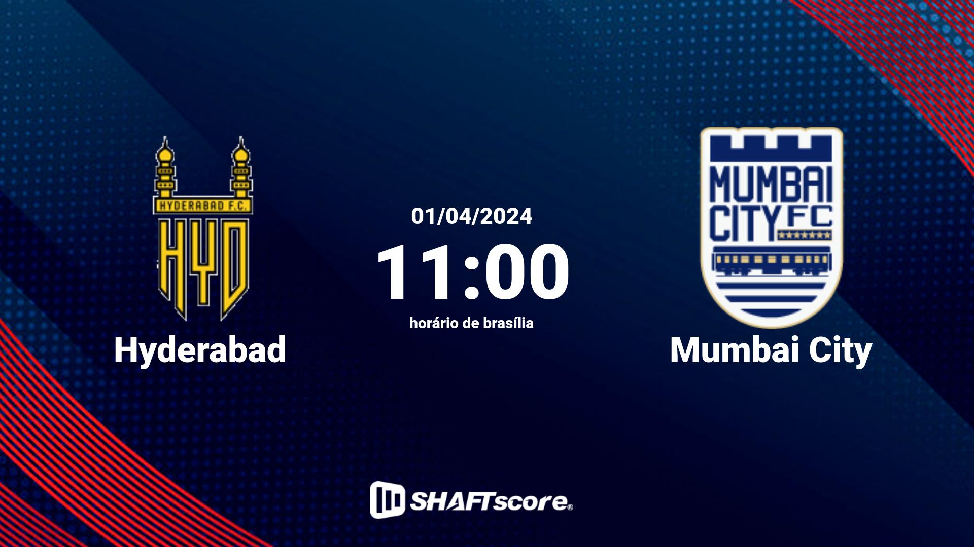 Estatísticas do jogo Hyderabad vs Mumbai City 01.04 11:00